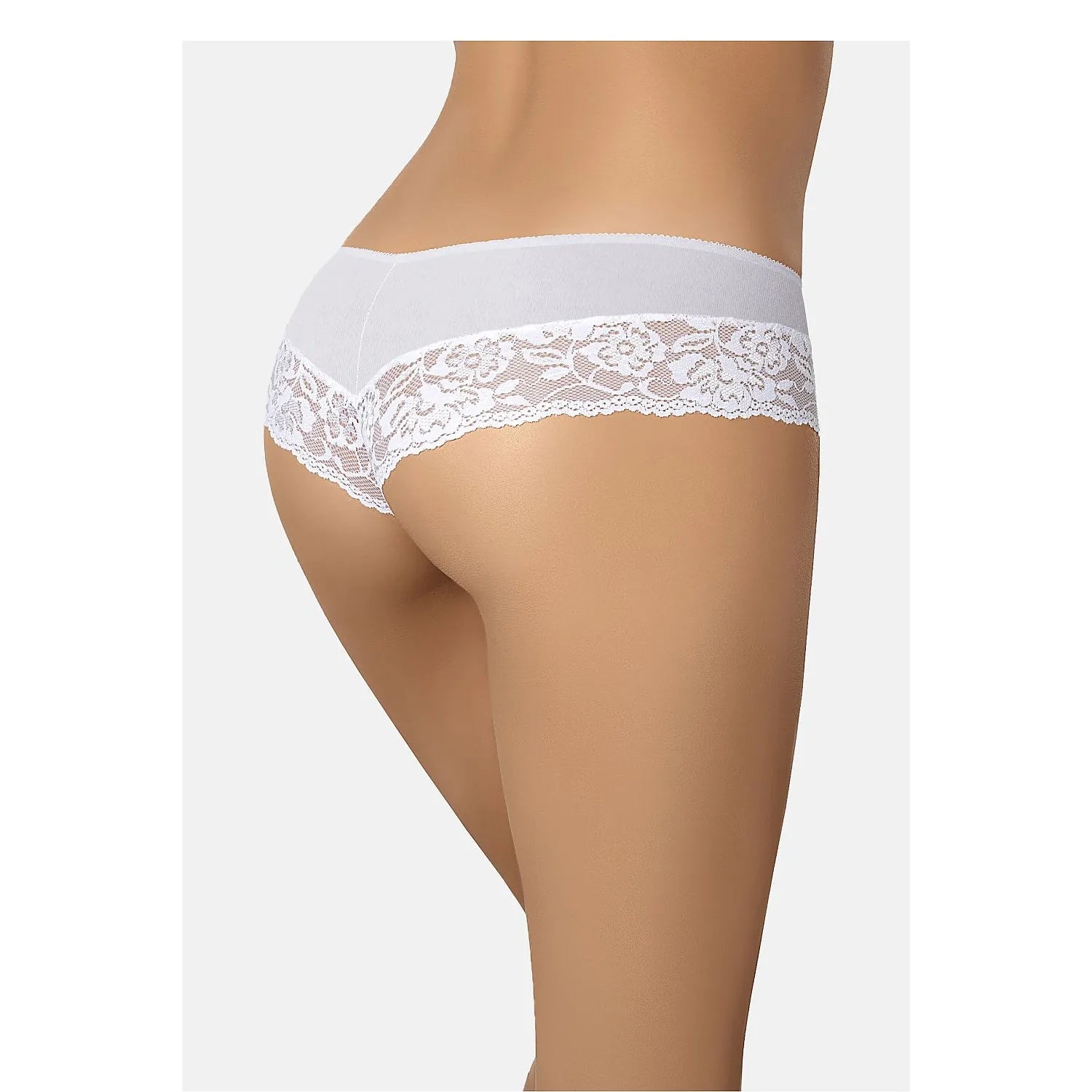 Culottes brésiliennes blanches en coton et dentelle florale, invisibles et confortables, Teyli 228806, vue arrière.