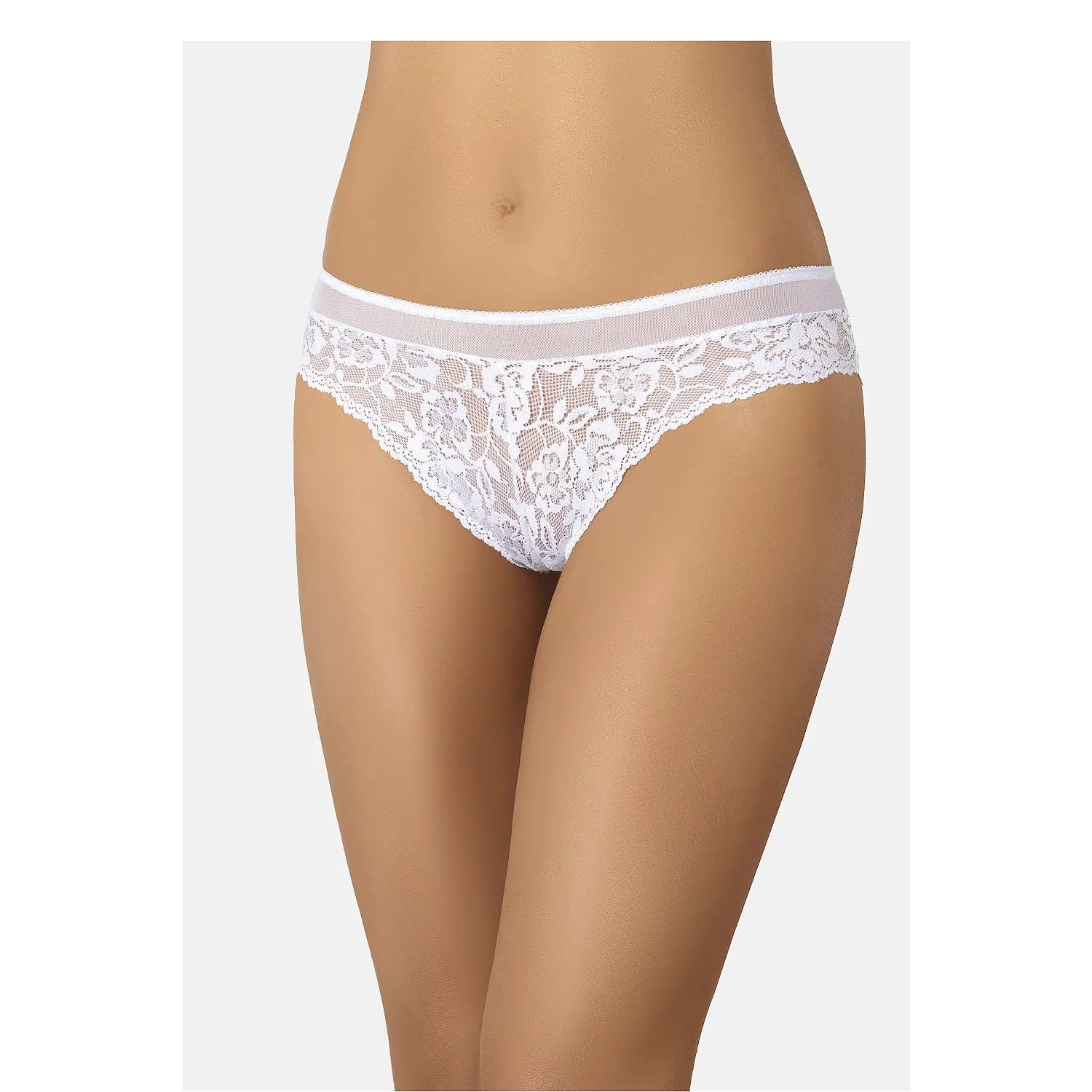 Culotte brésilienne dentelle blanche motif roses sexy femme Teyli 228814