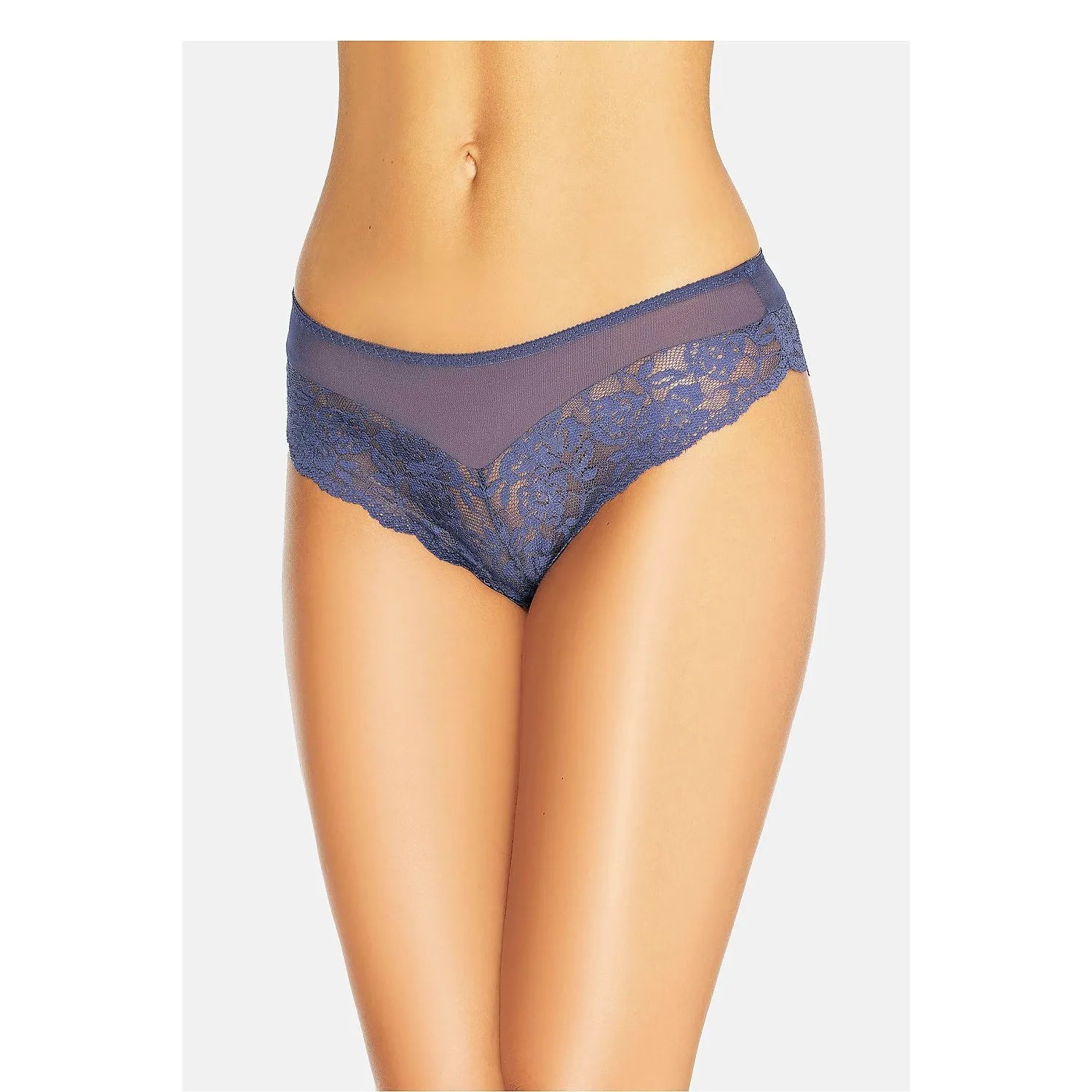 Culottes brésiliennes dentelle bleu marine motif végétal élastique confortable Teyli