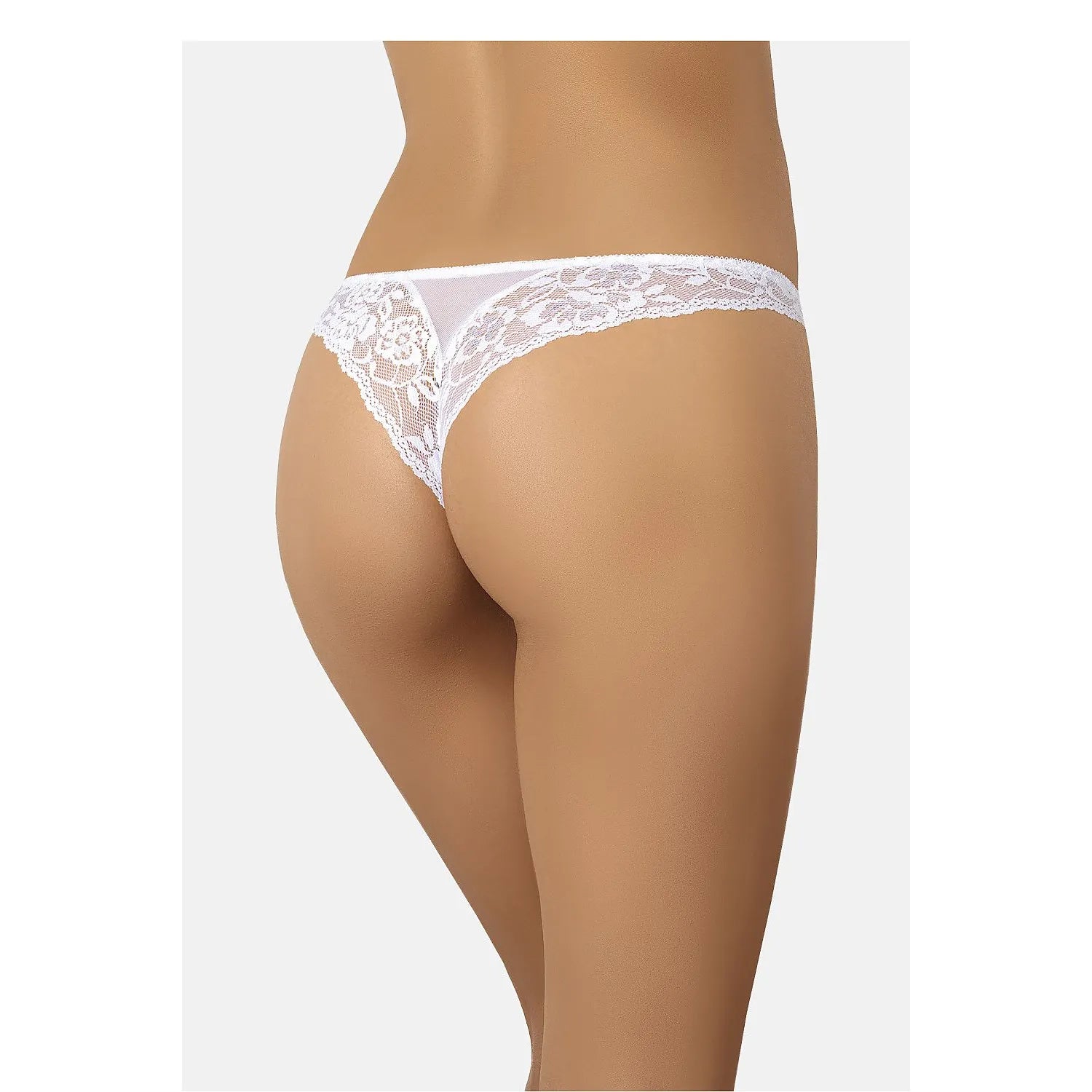 Culotte brésilienne blanche en dentelle florale, maille transparente, élégante et confortable, haute qualité Teyli.