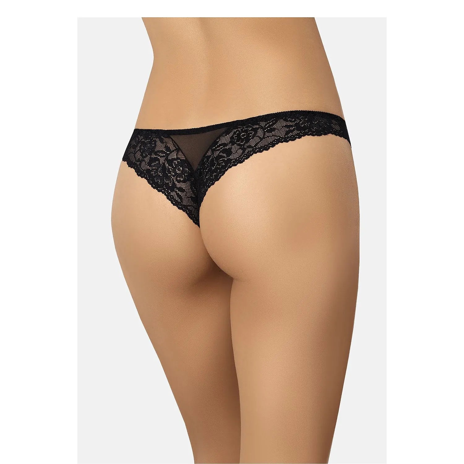Culotte brésilienne en dentelle noire, élégante et sexy, offrant confort et maintien pour sublimer la silhouette féminine.