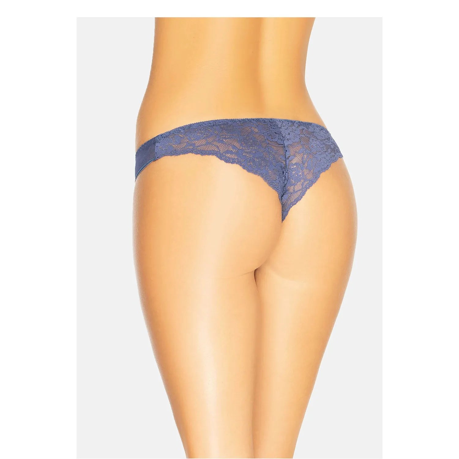 Culotte brésilienne dentelle bleu marine, élégante et confortable, avec dentelle florale à l'arrière pour femme Teyli.