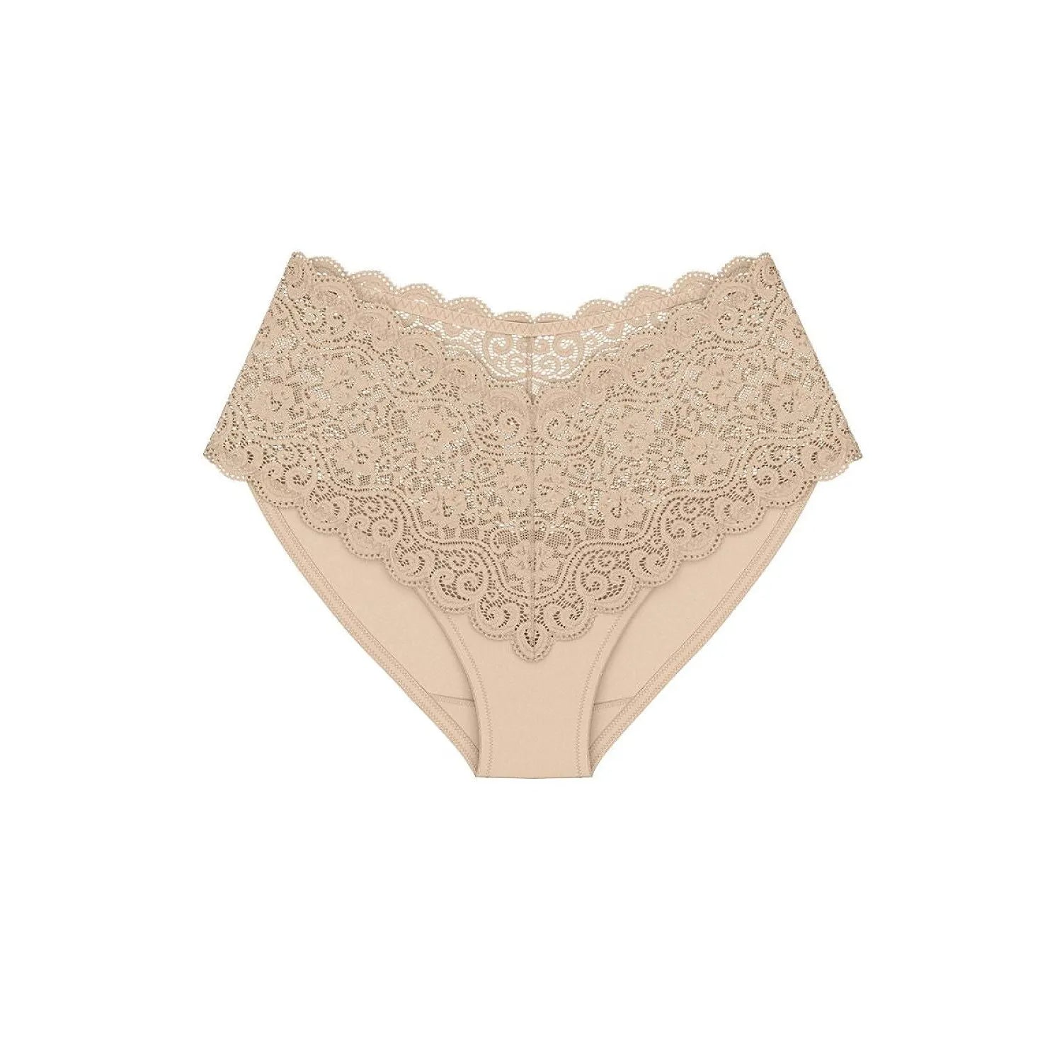 Culotte maxi taille haute beige en microfibre LYCRA avec dentelle, design élégant et confortable, Triumph.