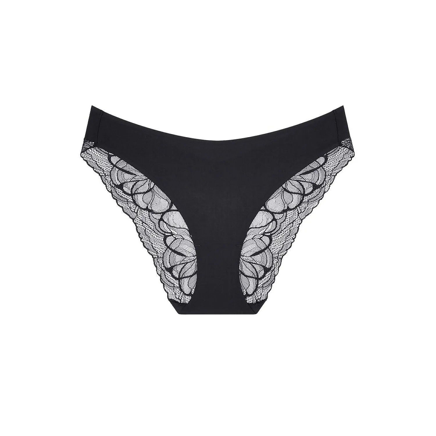 Culotte noire Triumph Body Make-Up Illusion Lace, dentelle élégante, coupe haute, design moderne et confortable.