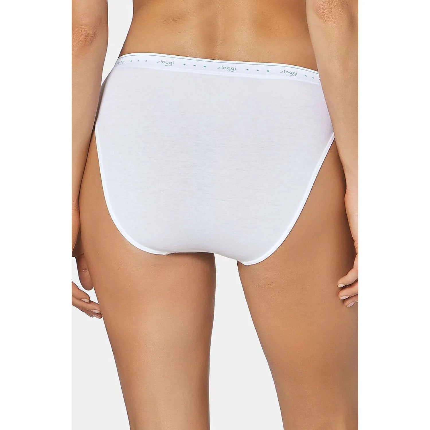 Culotte blanche Sloggi Tai 24/7 avec ceinture élastique logo, coupe classique, confort coton-élasthanne.
