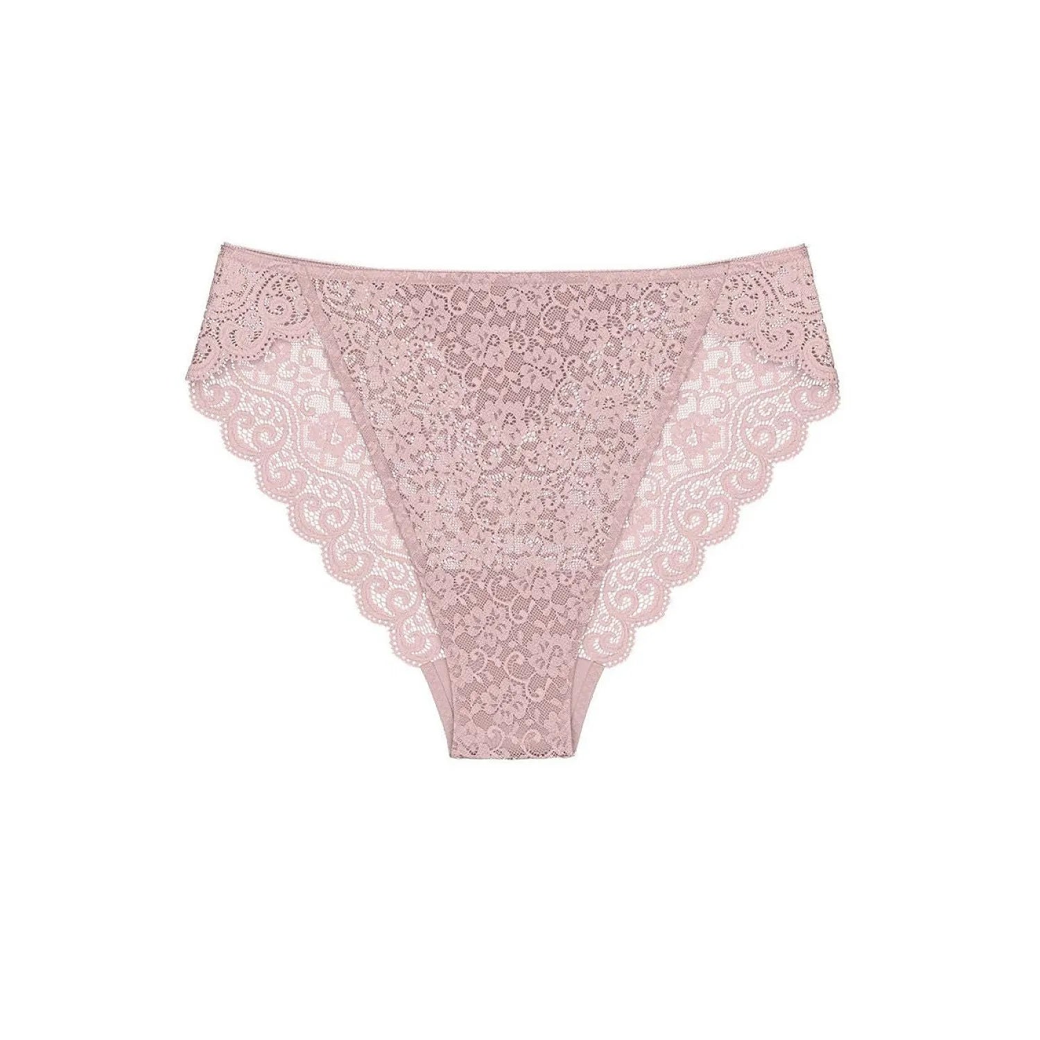 Culotte Triumph Amourette Highleg Tai rose, dentelle délicate, jambes hautes, microfibre douce, confort et élégance.