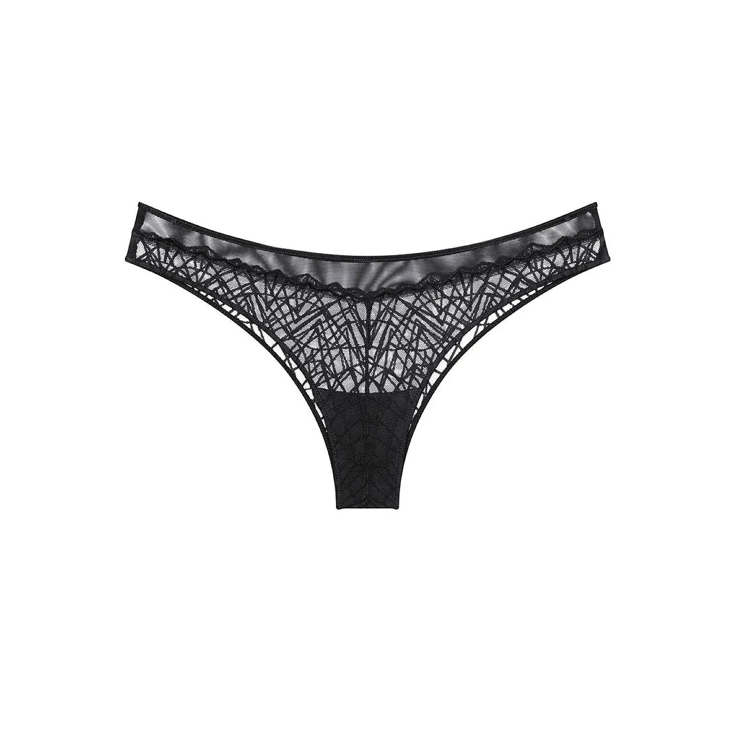 Culotte brésilienne noire en dentelle Triumph, coupe haute, design élégant et sensuel, confort et liberté de mouvement.