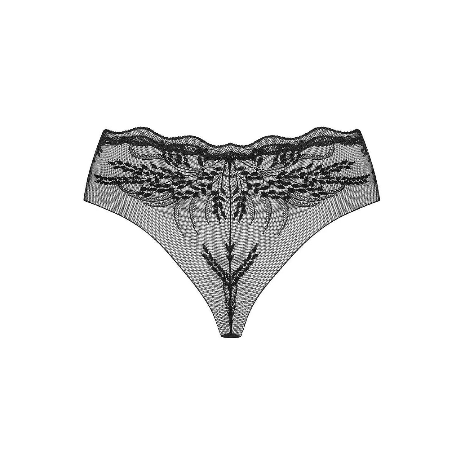 Culotte en dentelle noire Perisia, motif floral délicat, coupe classique, élégante et confortable pour femme.