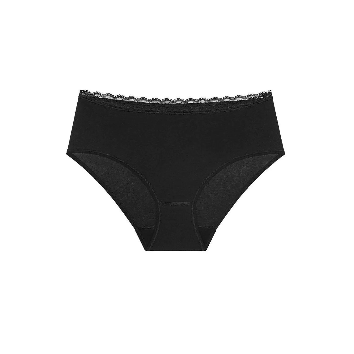 Culottes noires sans couture en coton bio, dentelle fine à la taille, design minimaliste et élégant, modèle Triumph 230702.