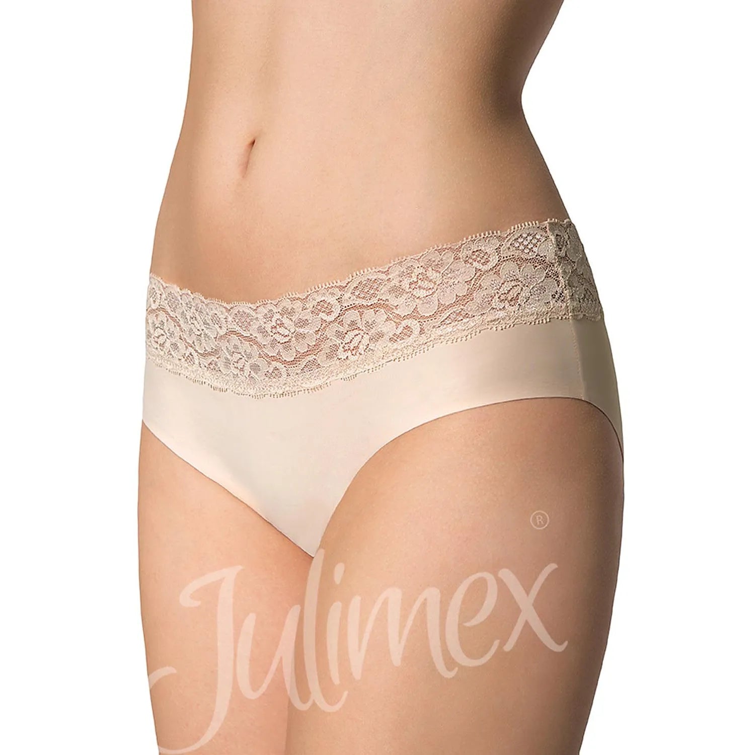 bas bikini femme invisible sanscouture dentelle délicate silhouette épousée taille sublimée confort léger durable polyamide elasthanne coton beige cadeau