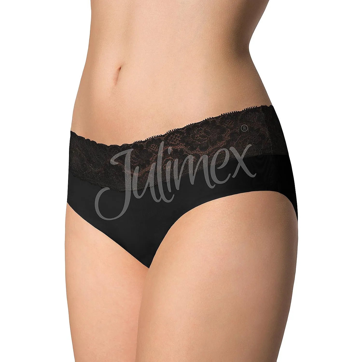 bas bikini femme invisible dentelle Julimex lingerie sans couture confortable extensible respirant noir élégant discret durable féminin