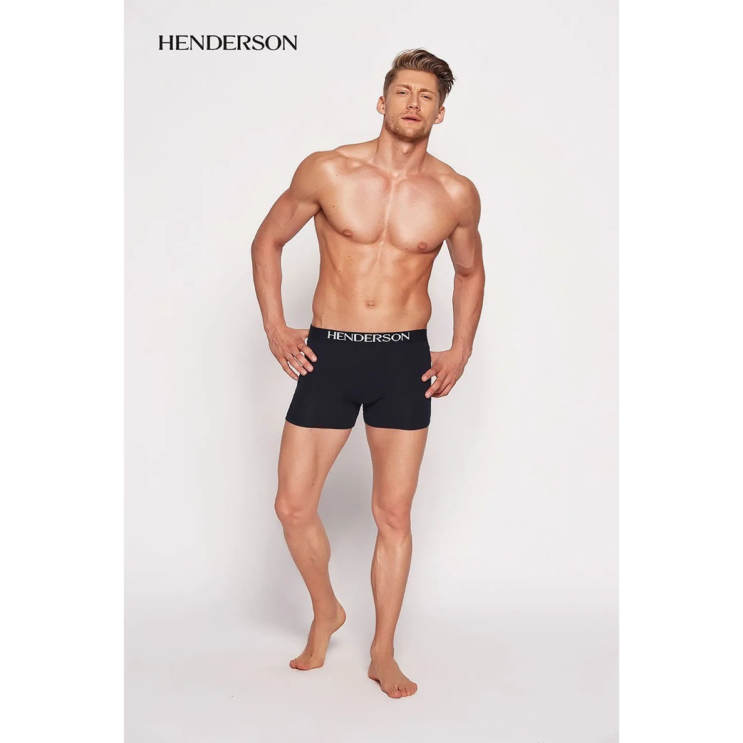 Boxer homme Henderson modèle 118387 coton élasthanne logo discret coupe ajustée jambes longues lingerie sexy intime bien-être homme couple