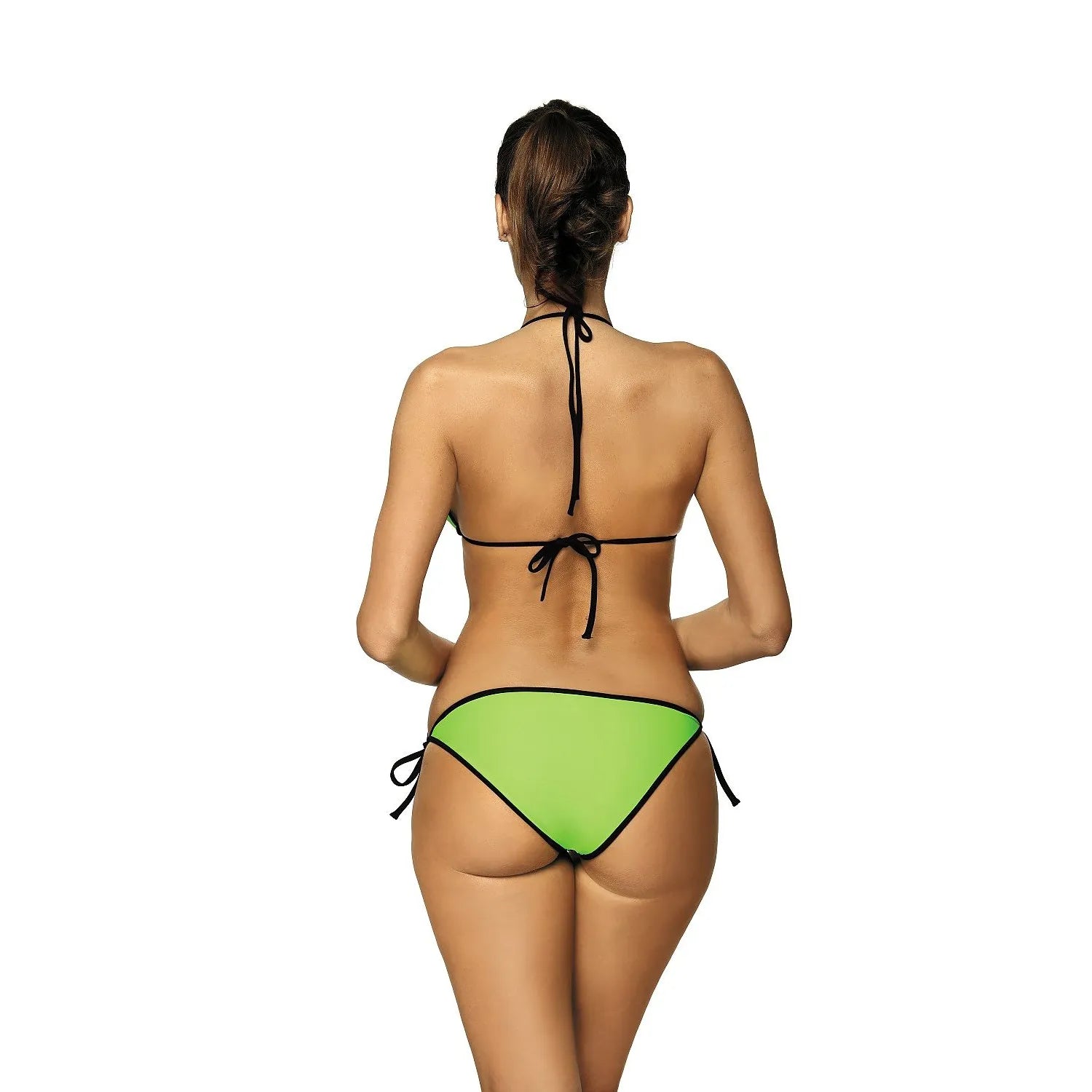 Bikini deux pièces Marko 116602, couleurs mangue et kiwi, bretelles ajustables, rembourrage amovible, culotte doublée.