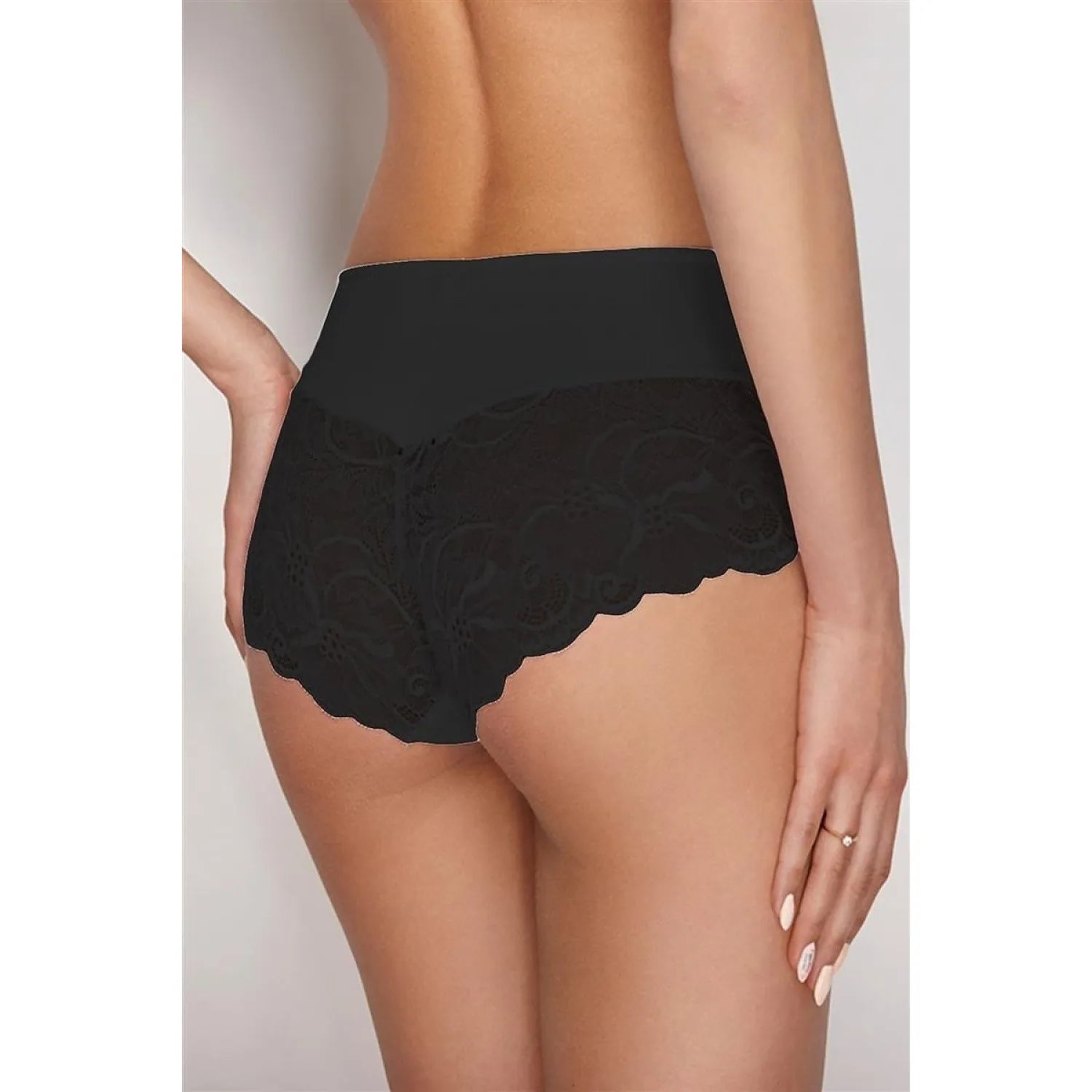 culotte dos dentelle fleurie élasthanne polyamide noir élégante confortable respirante extensible tailles S M L XL Ewana