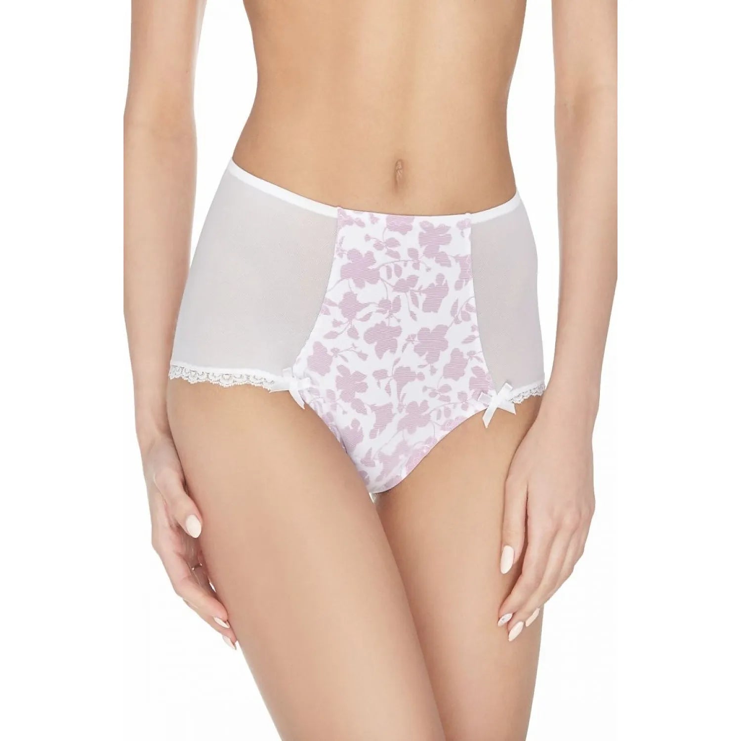 culotte haute florale tulle Ewana femme élégante blanche maintien confortable transparence côtés motifs délicate taille s m l