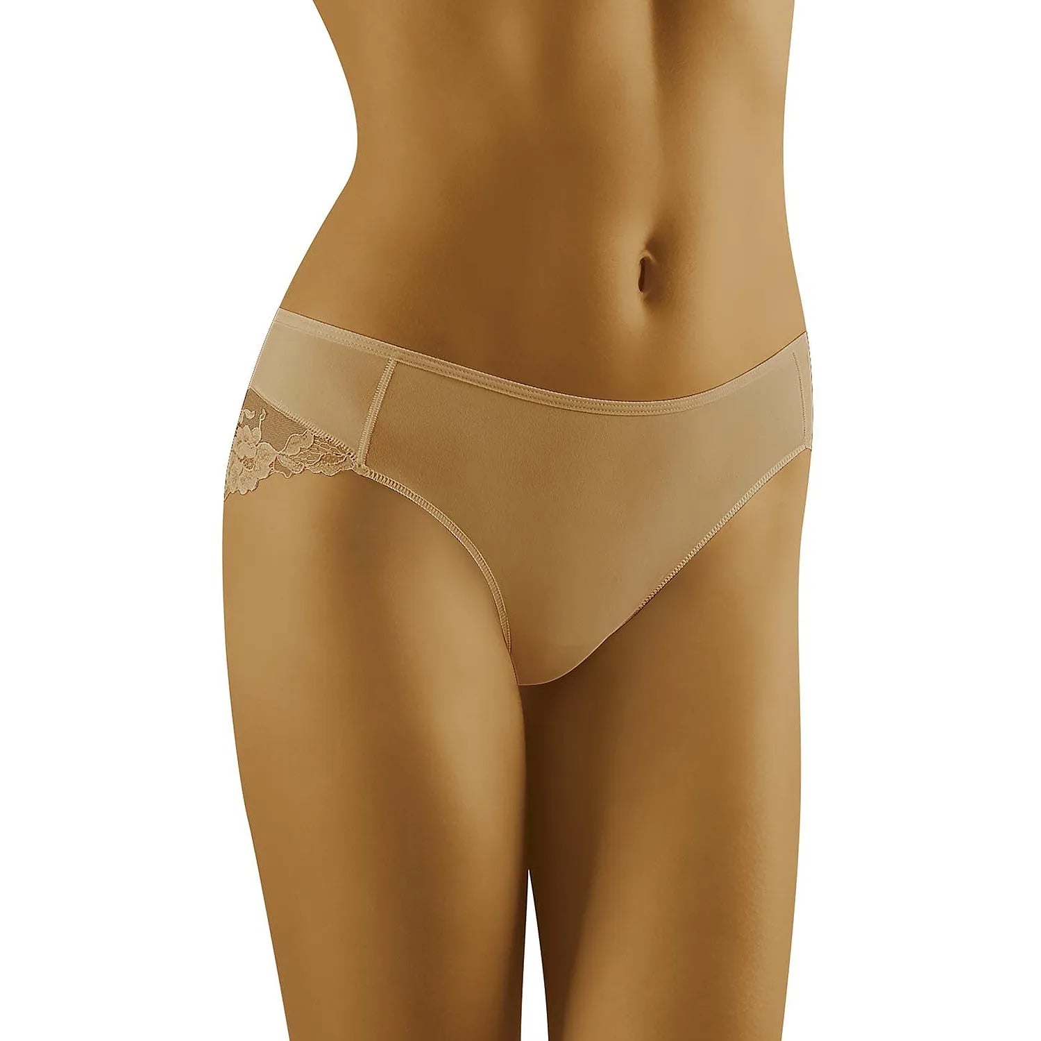 culotte microfibre dentelle féminine confortable romantique beige douce invisible extensible élasthanne galbante élégante respirante légère durable