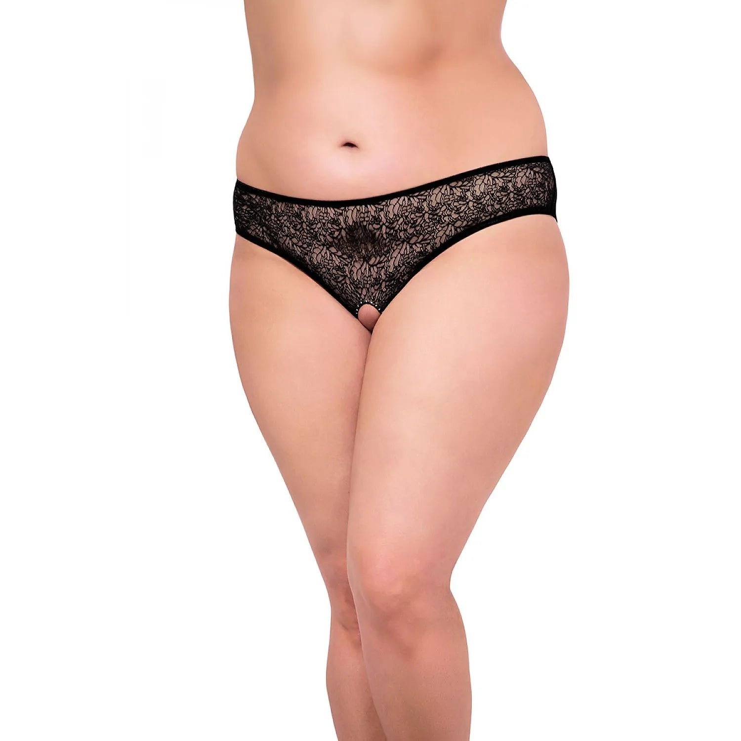 Culotte dentelle florale entrejambe ouvert Plus Size SoftLine Collection