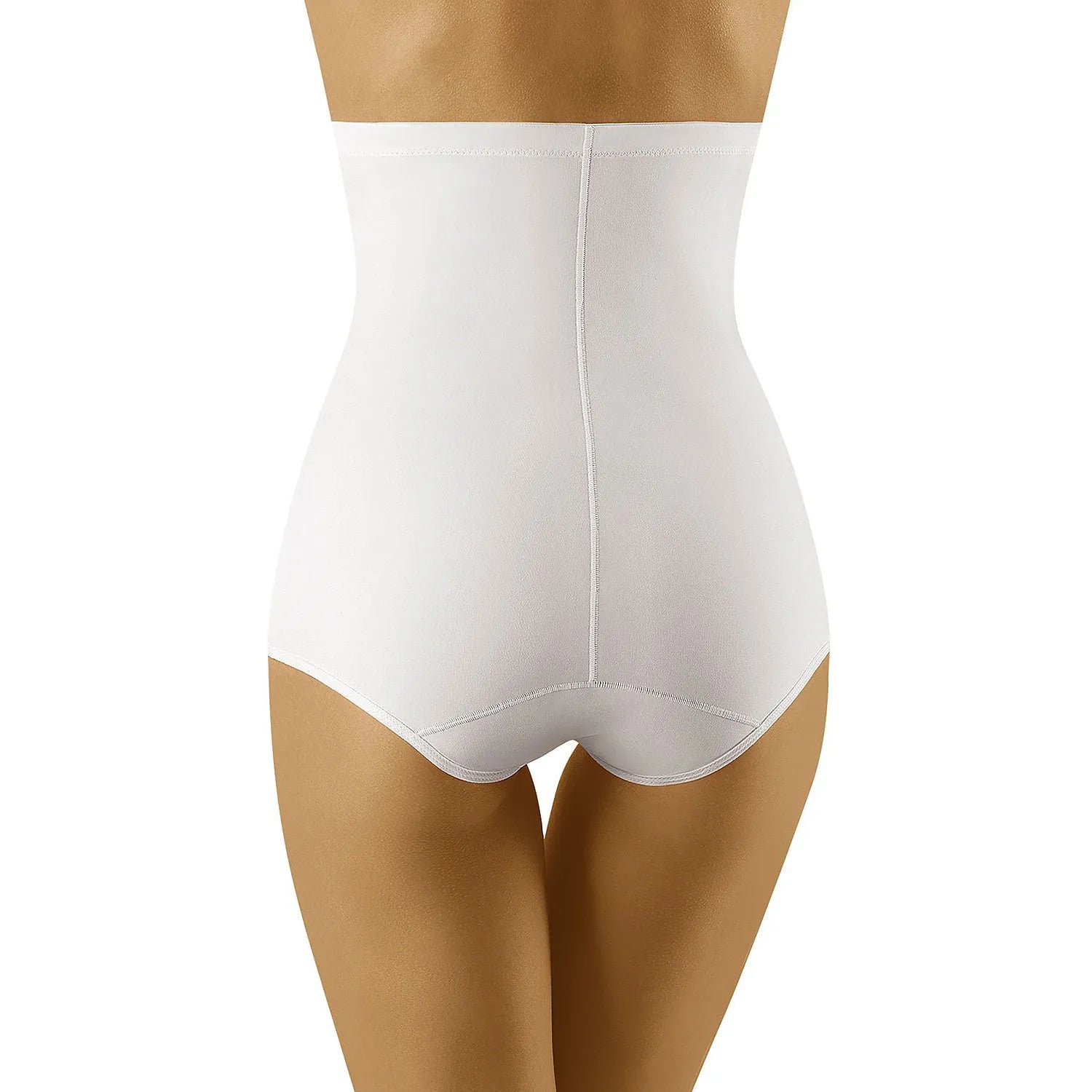 Culotte haute blanche sculptante, silhouette sablier, tissu extensible, maintien silicone, grande taille, élégante.