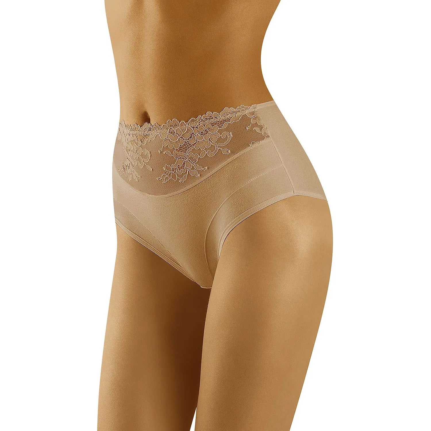 Culottes classiques dentelle coton haute qualité tailles multiples Wolbar coupe montante confortable beige respirante douce elasthanne polyamide durable finition élégante