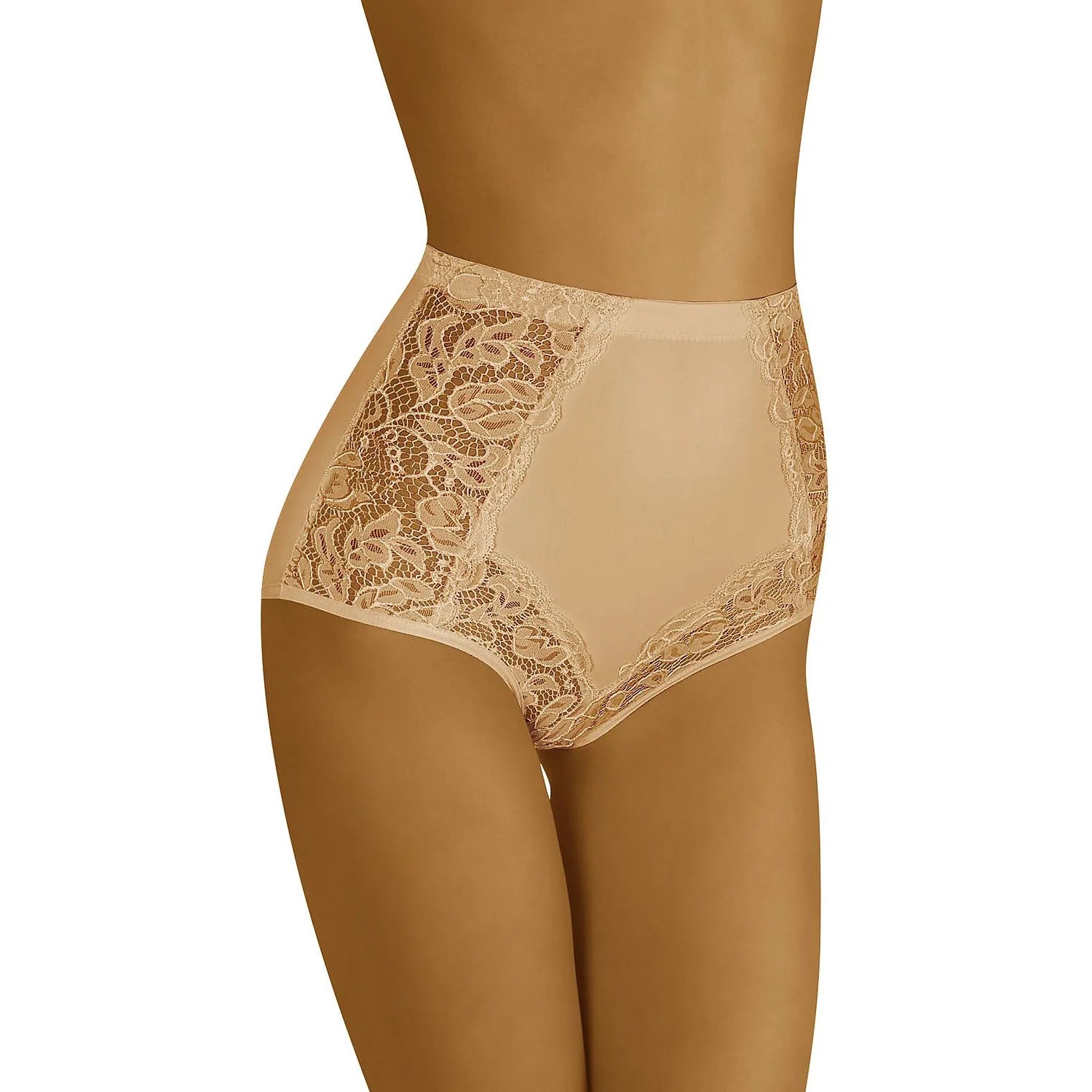culottes sculptantes élégantes dentelle silicone antiglisse taille haute maintien confortable discrète féminine modelante respirante extensible beige Wolbar