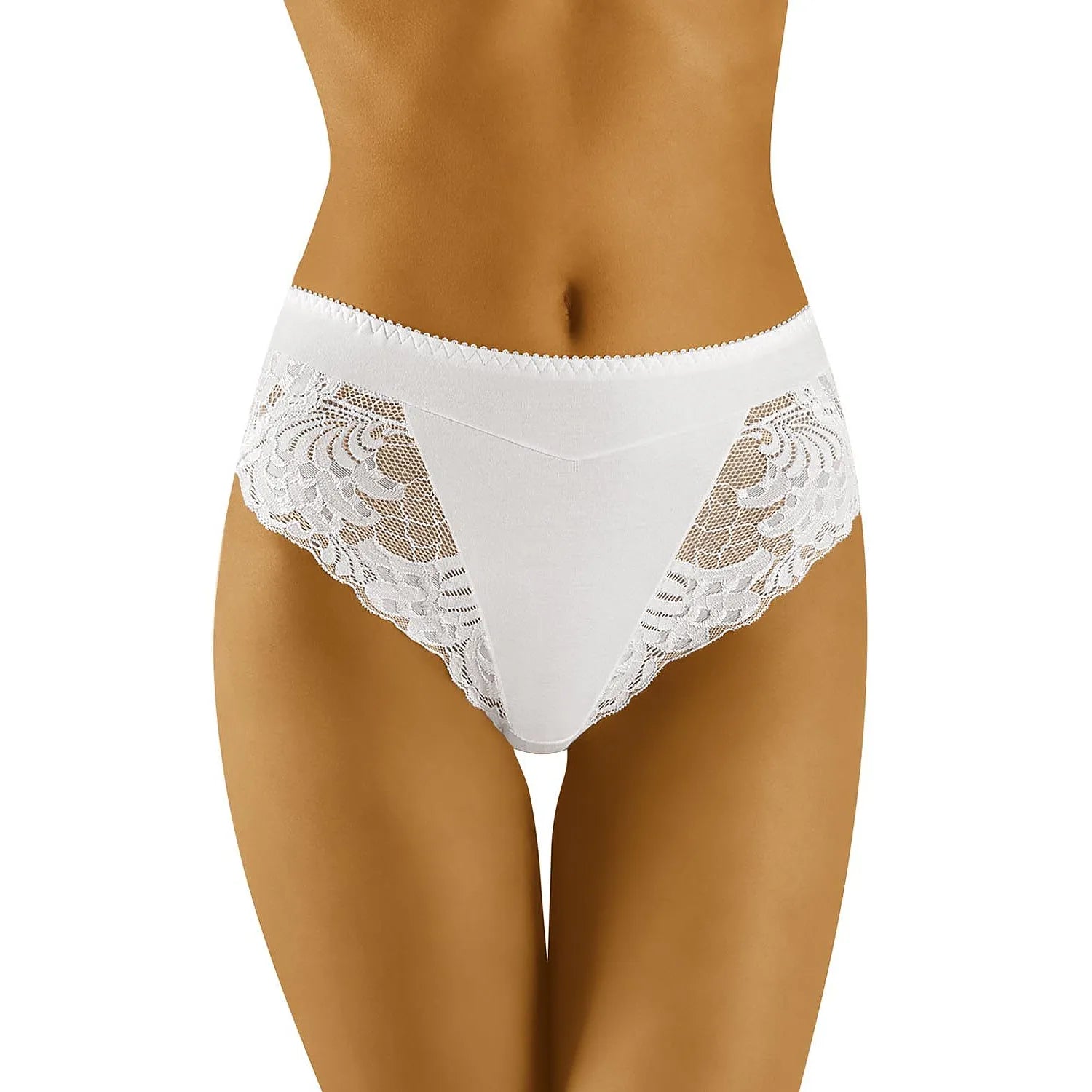 culotte élégante dentelle coton tricoté respirant maintien taille haute douceur extensible élasthanne polyamide blanc Wolbar féminine sophistiquée