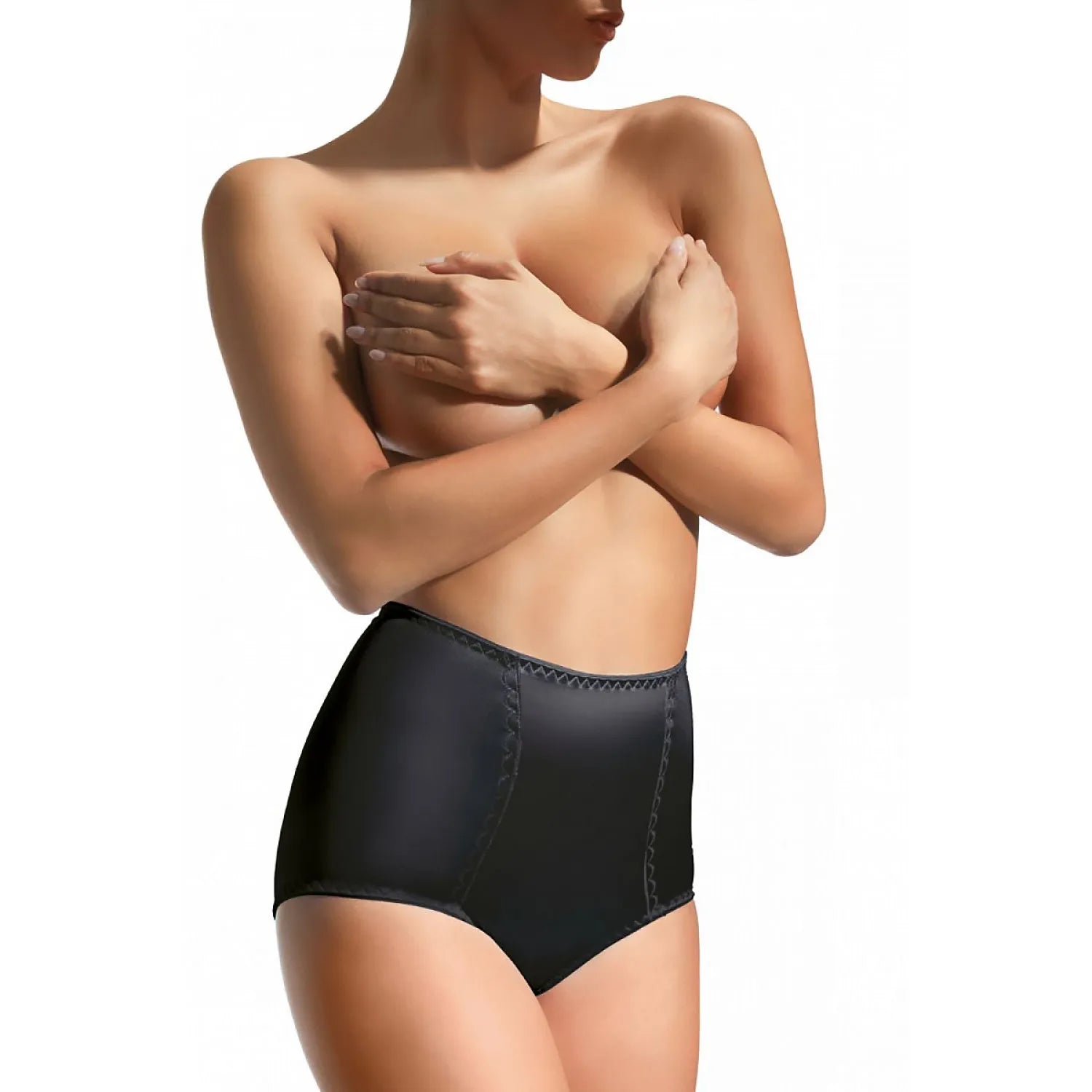 culotte noire gainante élastique taille haute Babell modèle amincissante maintien confortable microfibre polyamide élasthanne lisse invisible