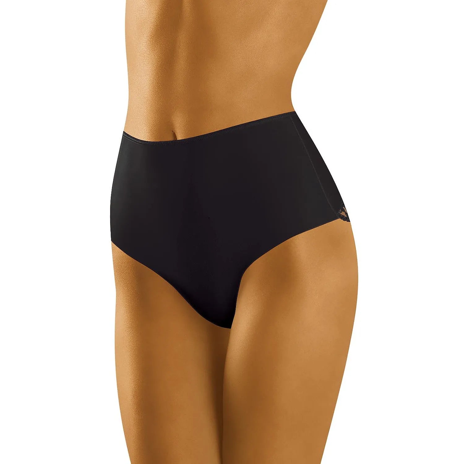 culotte gainante haute invisible dentelle laser Wolbar sculptante maintien confortable coutures plates jambes découpées invisibilité optimisation silhouette raffinée noire