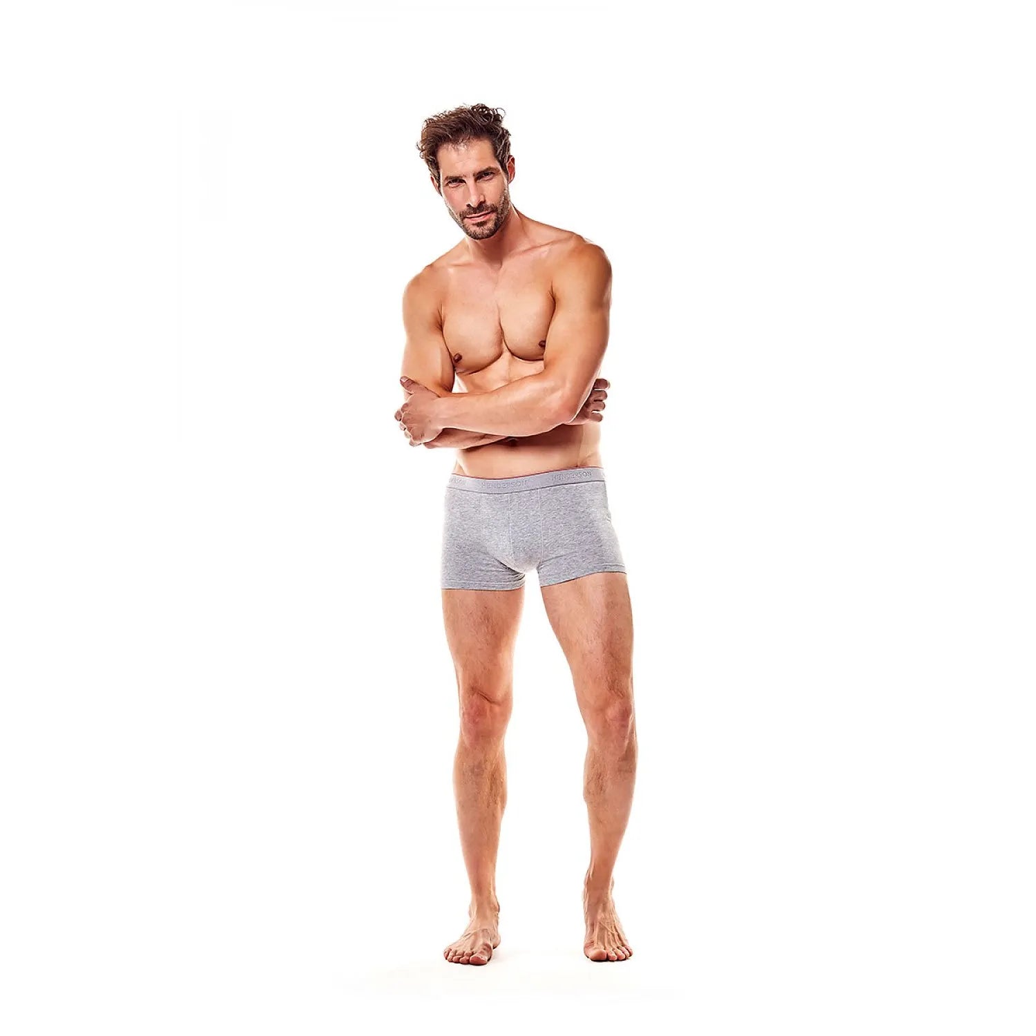 Boxer homme gris coton élasthanne ajusté maintien parfait usage quotidien sportif élégant durable