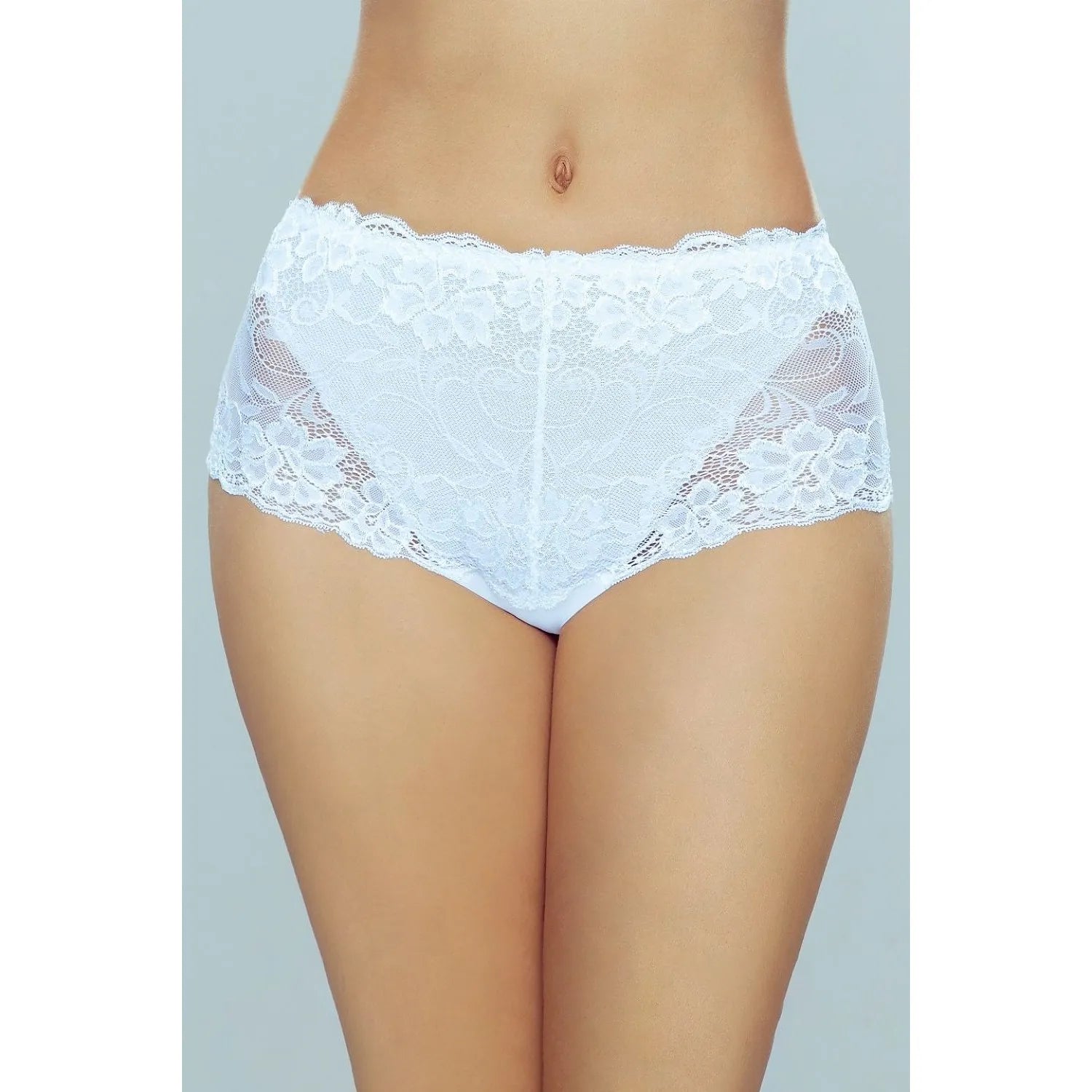 Culottes taille haute dentelle florale blanche confortable extensible douce maintien abdominale élastique bordure féminine élégante quotidien cérémonie