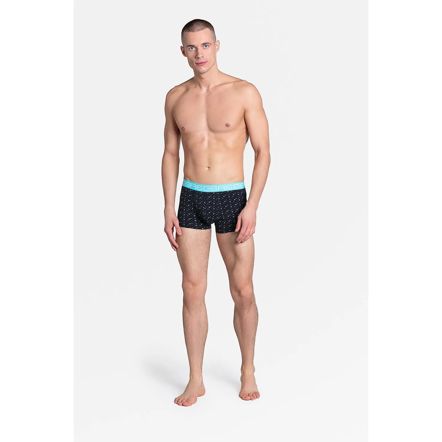 Caleçon homme Henderson model 152051 sportif design mosaïque elastique taille coton elastane noir bleu marine support confort
