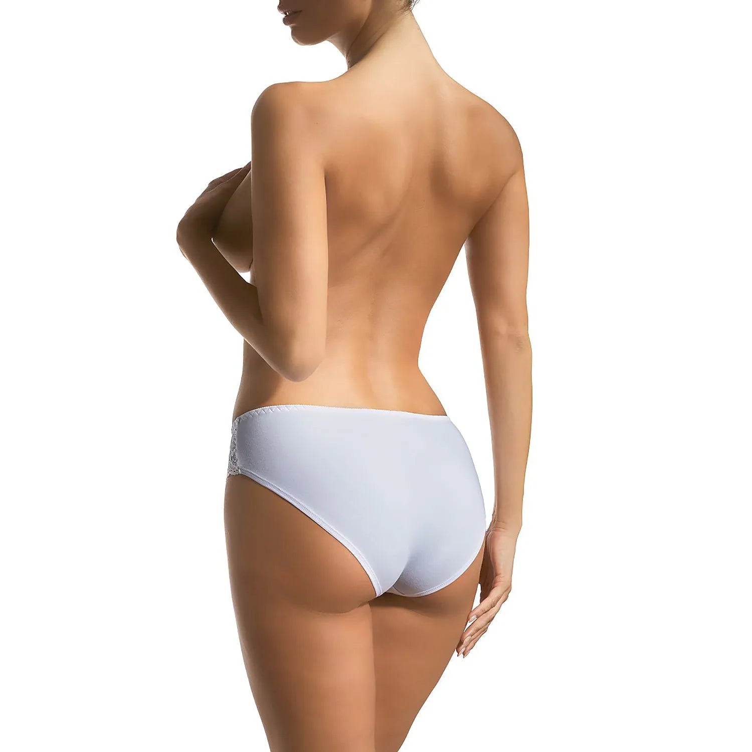 Culotte blanche en coton dentelle Babell, coupe élégante et confortable, bordure fine, taille S à XL.