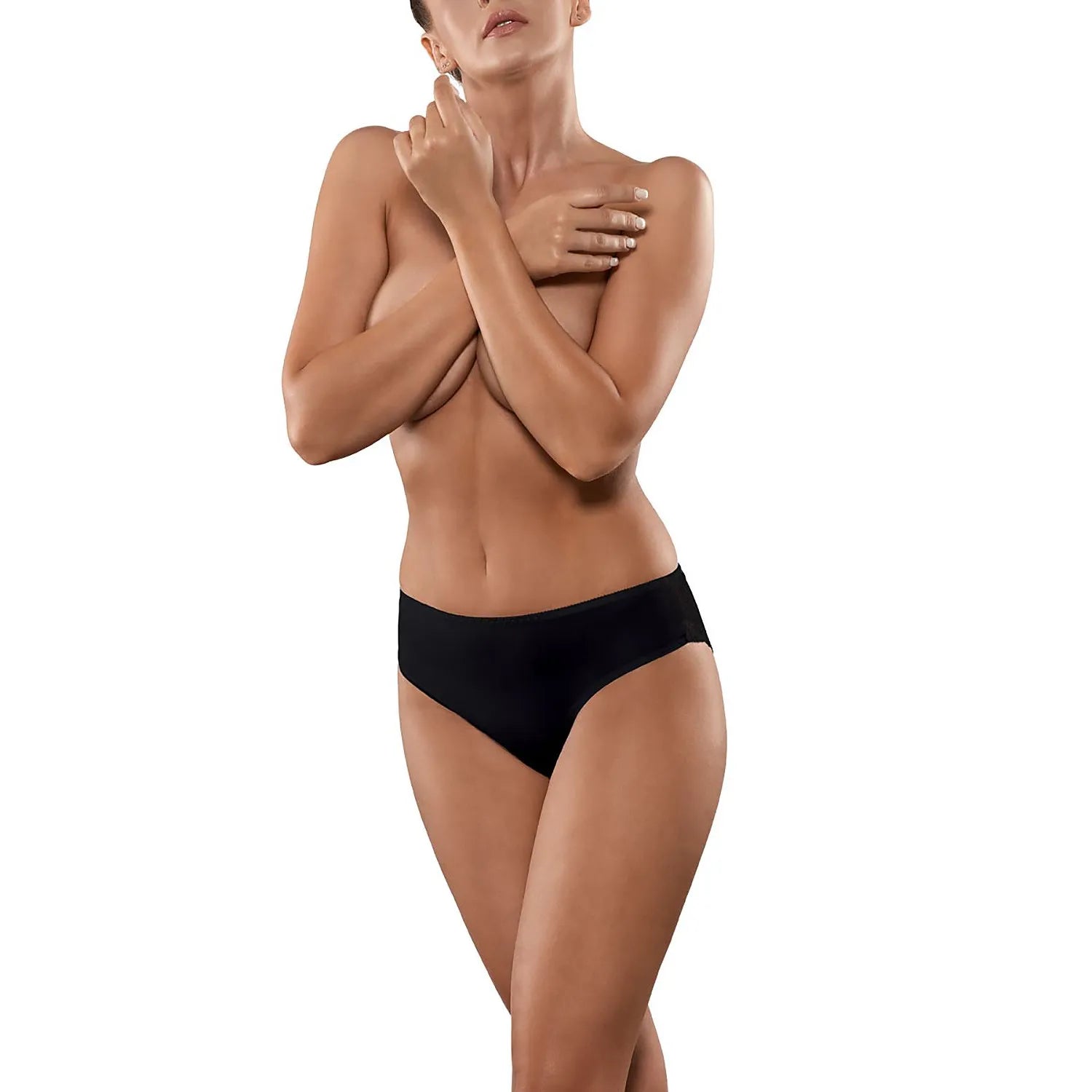 culotte féminine Babell 155150 coton élasthanne douce extensible confortable élégante minimaliste classique coupe couvrante dentelle délicate arrière noire intemporelle finitions