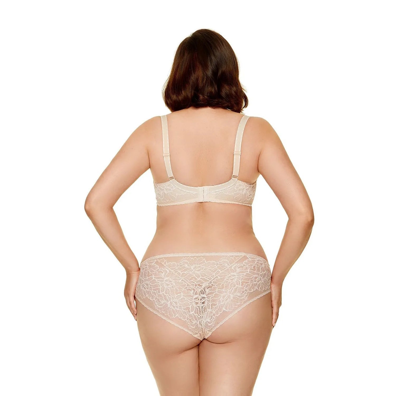Culotte dentelle italienne écologique beige, motif floral, confort optimal, élégance quotidienne, Gorteks 155654.