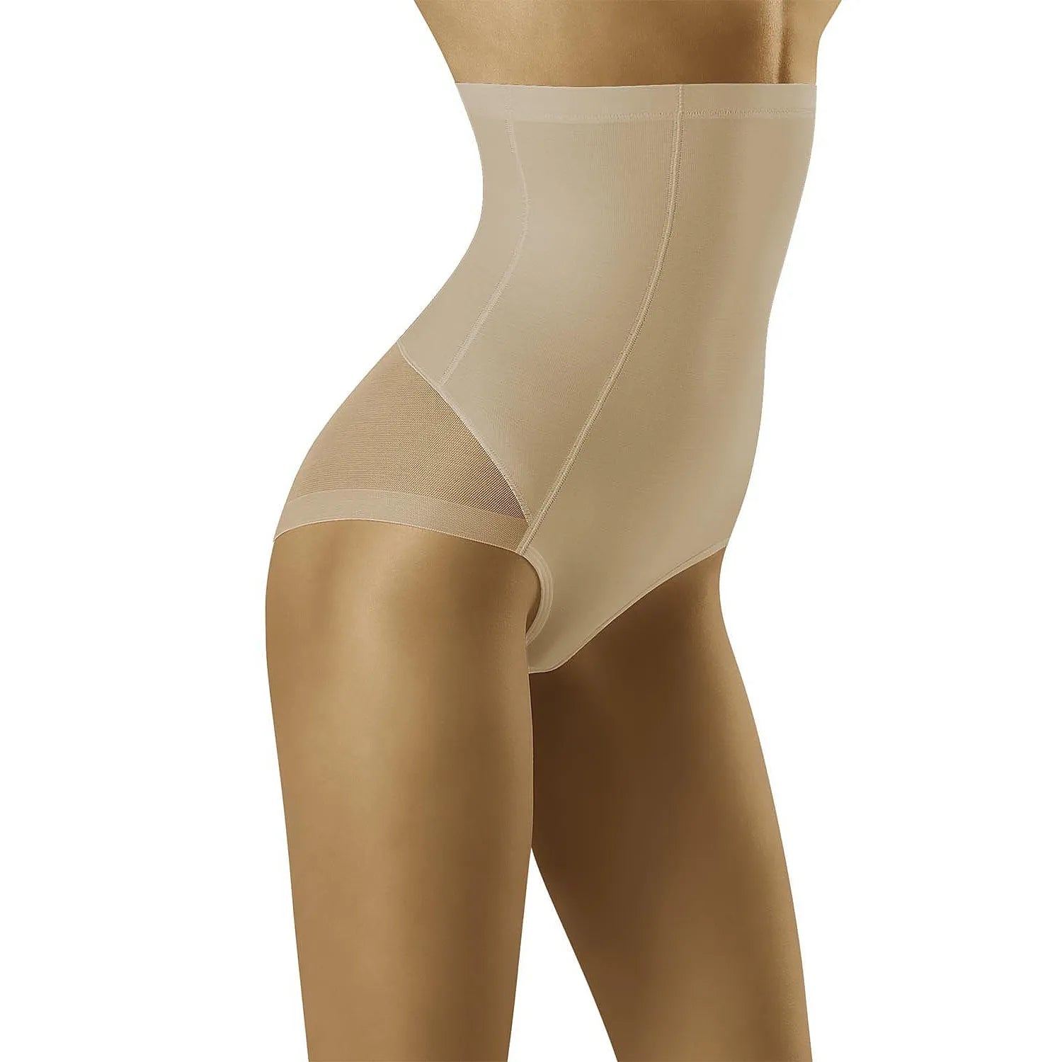 culotte gainante taille haute microfibre élasthanne polyamide silicone antiglisse panneaux transparents latéraux respirante discrète sculptante ventre hanches maintien invisible