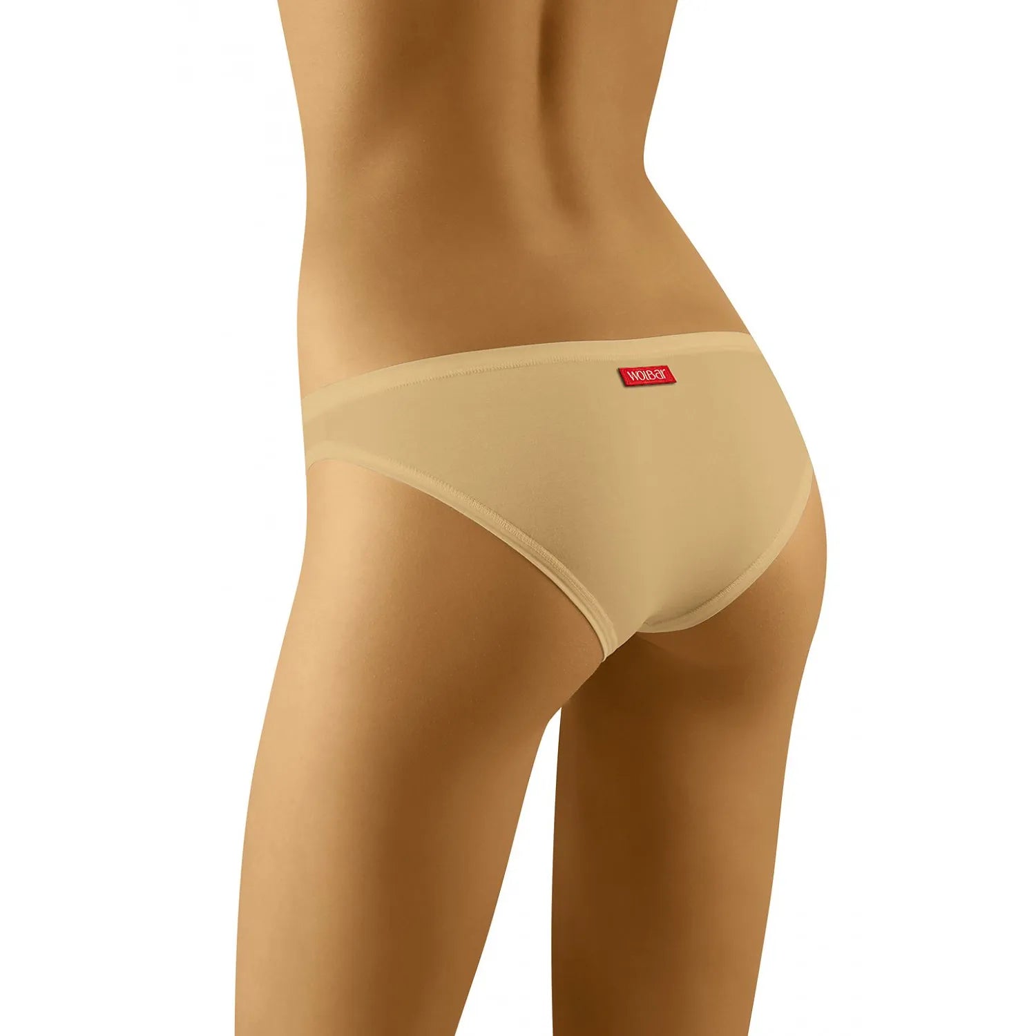 Culotte beige taille basse Wolbar 156506, design minimaliste, confort coton élasthanne, lingerie féminine élégante.