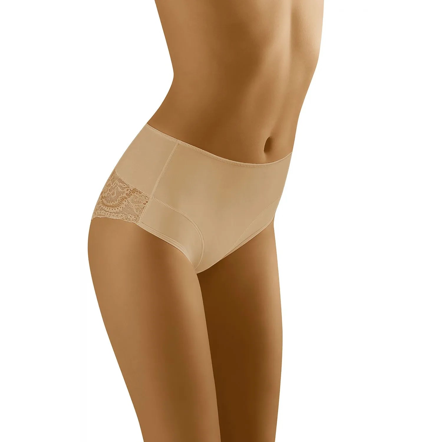 Culottes féminines Wolbar modèle 156571 dentelle beige confort extensible doux invisible couture discrète tailles S M L XL