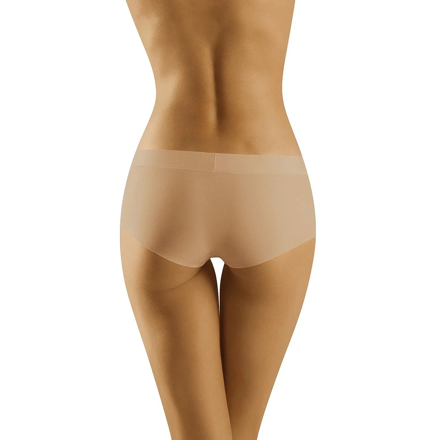 Culotte invisible beige taille basse, microfibre lisse, sans coutures, ajustement parfait, confort quotidien.
