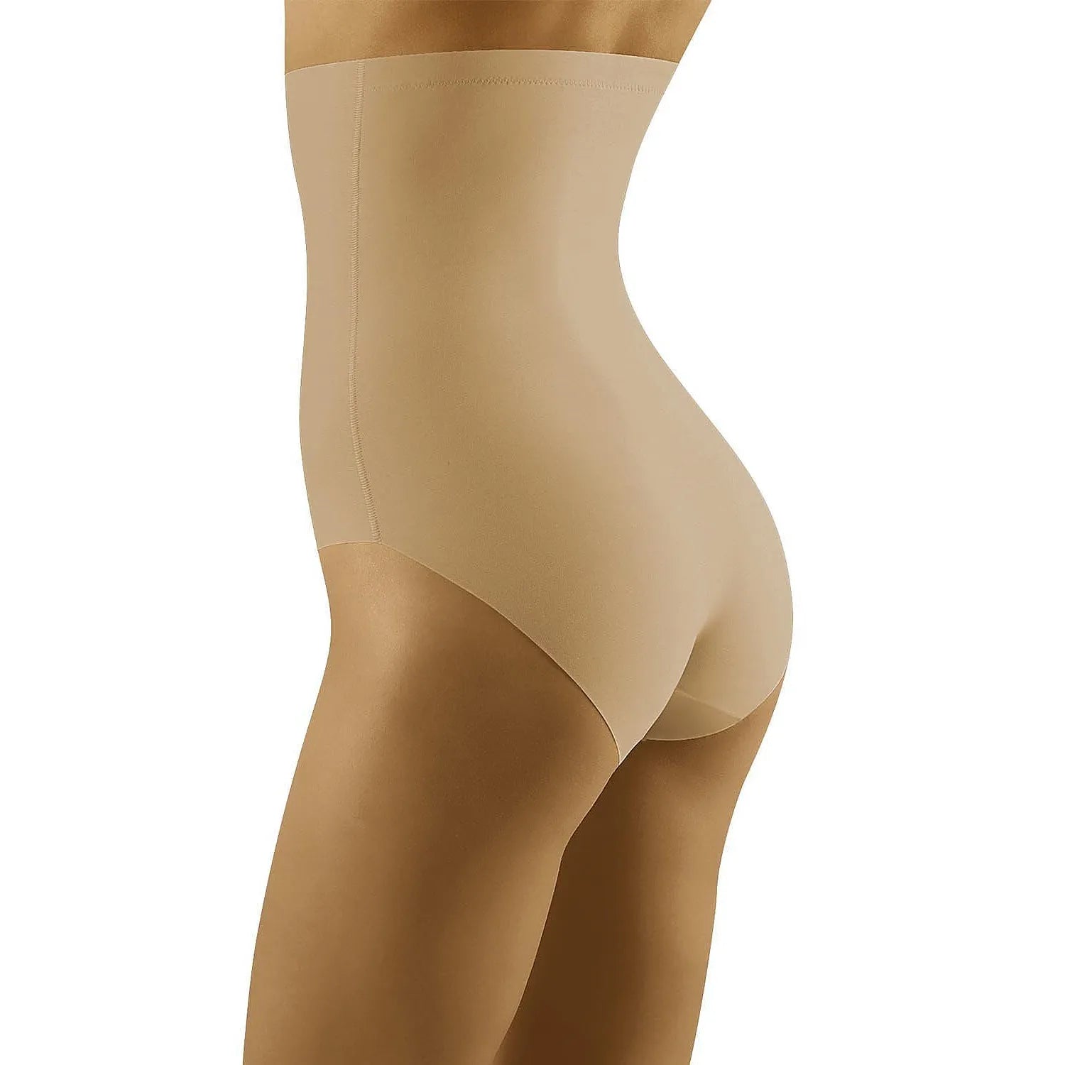 Culotte gainante beige taille haute Wolbar Fortissima, effet amincissant, tissu doux, lingerie discrète et sculptante.