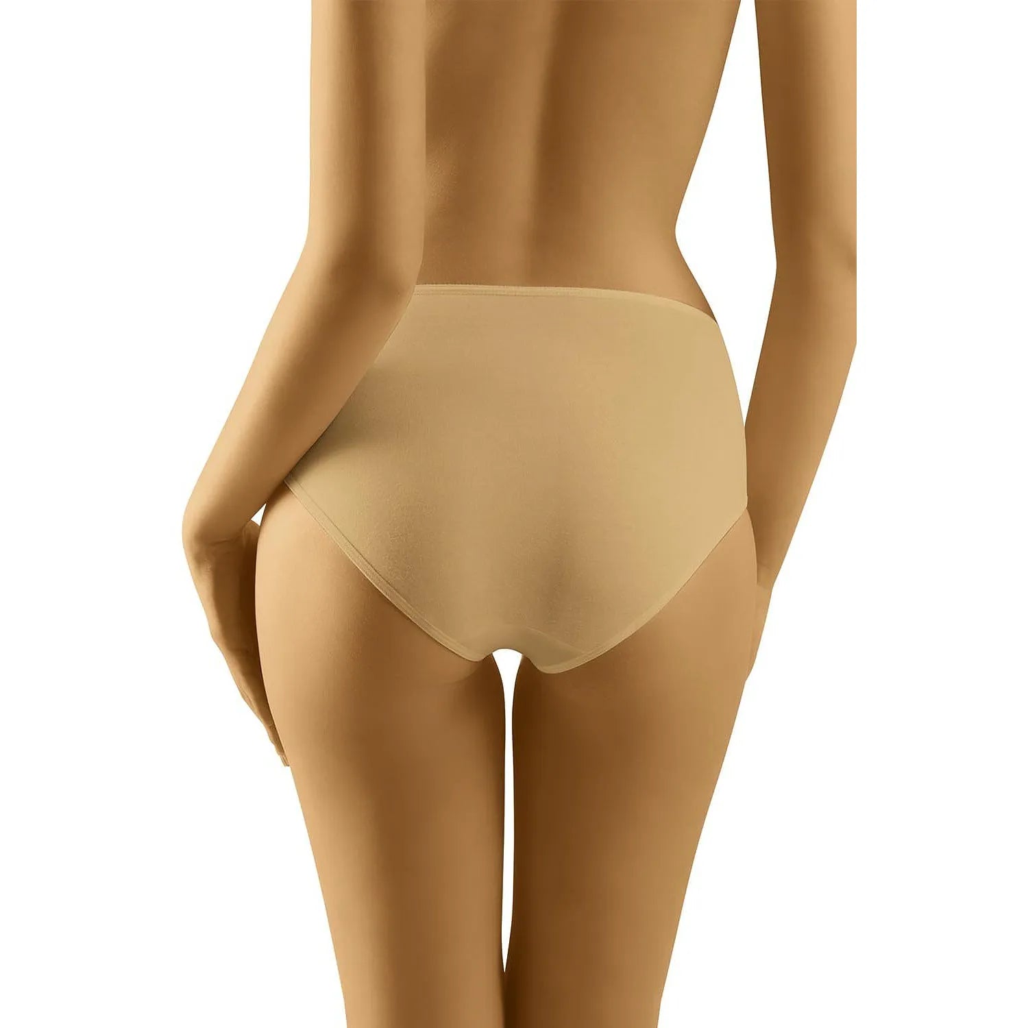 Culotte classique beige femme, design épuré, microfibre douce, confort quotidien, taille ajustable, lingerie discrète.