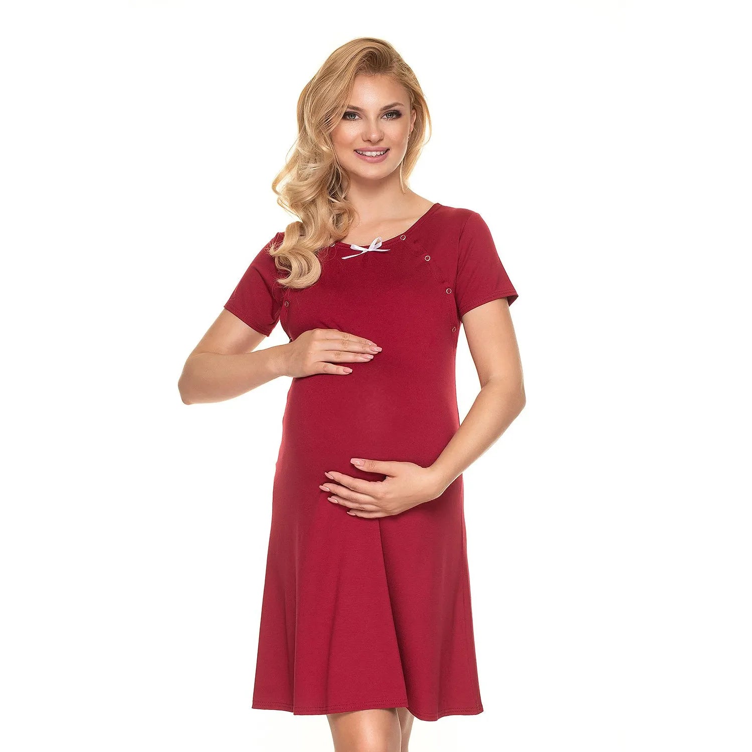 Chemise de nuit maternité nœud devant allaitement grossesse peepaboo lingerie confortable taille ajustée soie élasthanne intime bien-être post-partum