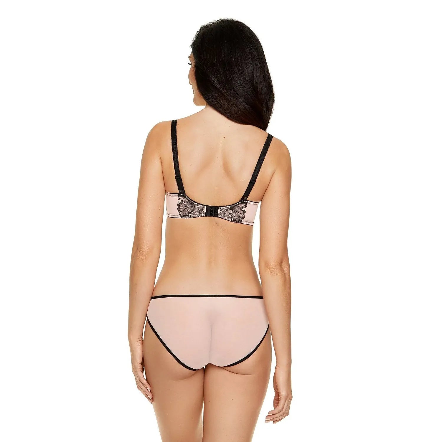 Culotte tulle broderie Gorteks, beige avec nœud décoratif, bordures noires, élégance et confort, tailles 36-48.