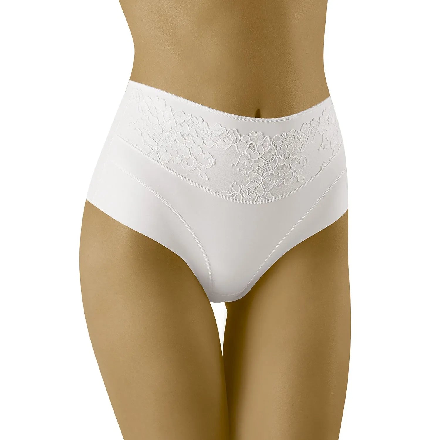 Culotte corsetière taille haute dentelle microfibre Wolbar modèle 168420 féminine maintien galbante discrète confortable extensible durable couture invisible romantique élégante