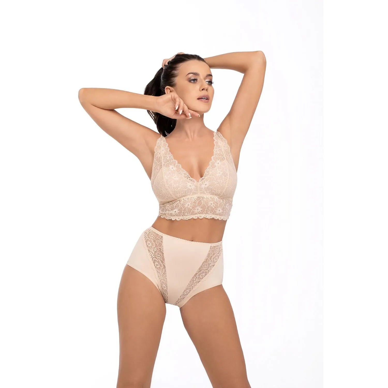 Ensemble lingerie Babell_model 169301 Culotte Taille haute Dentelle fleurie Confort quotidien Occasions spéciales Doux Elastique Large entrejambe