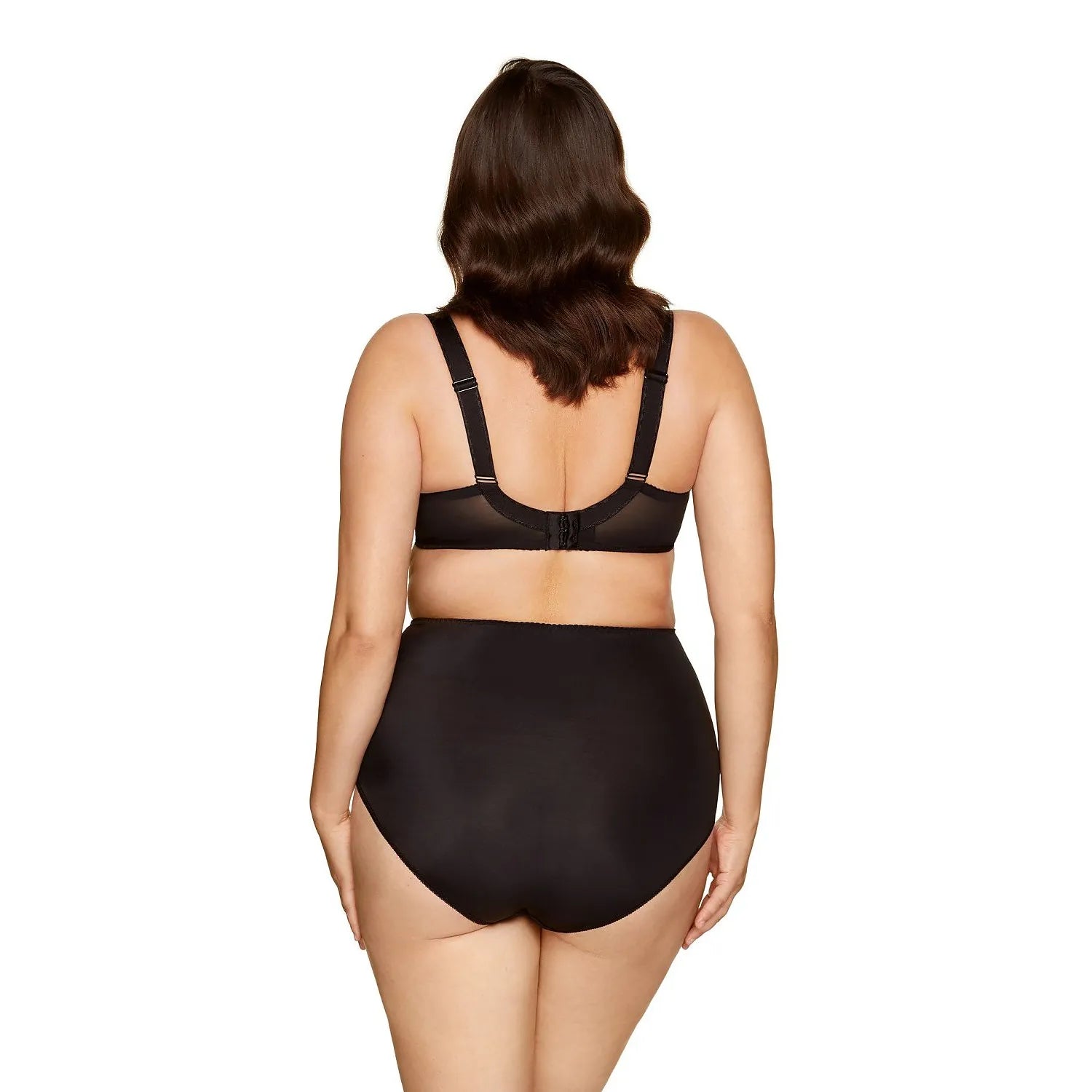 Culottes Gorteks 170783 noires, taille haute, maille transparente, soutien-gorge structuré, élégance et confort.