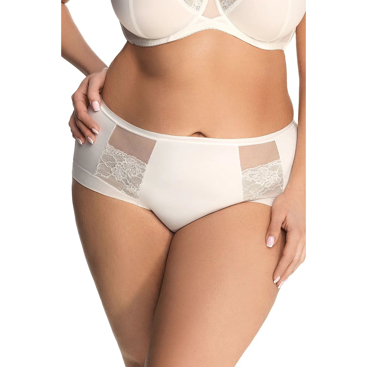 Culottes Gorsenia 172137 lingerie féminine élégance et confort microfibre dentelle tissu transparent taille haute maintien hanches beige