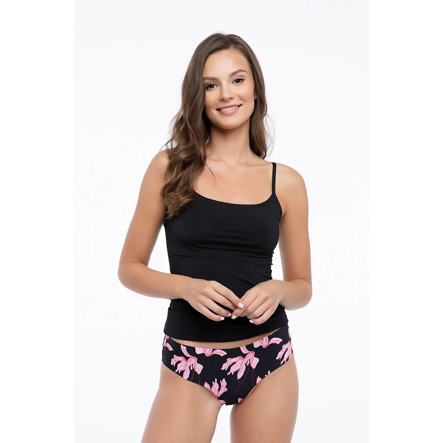 culotte brésilienne Julimex dentelle florale noire rose élégante confortable douce extensible coton élasthanne invisible maintien discrète