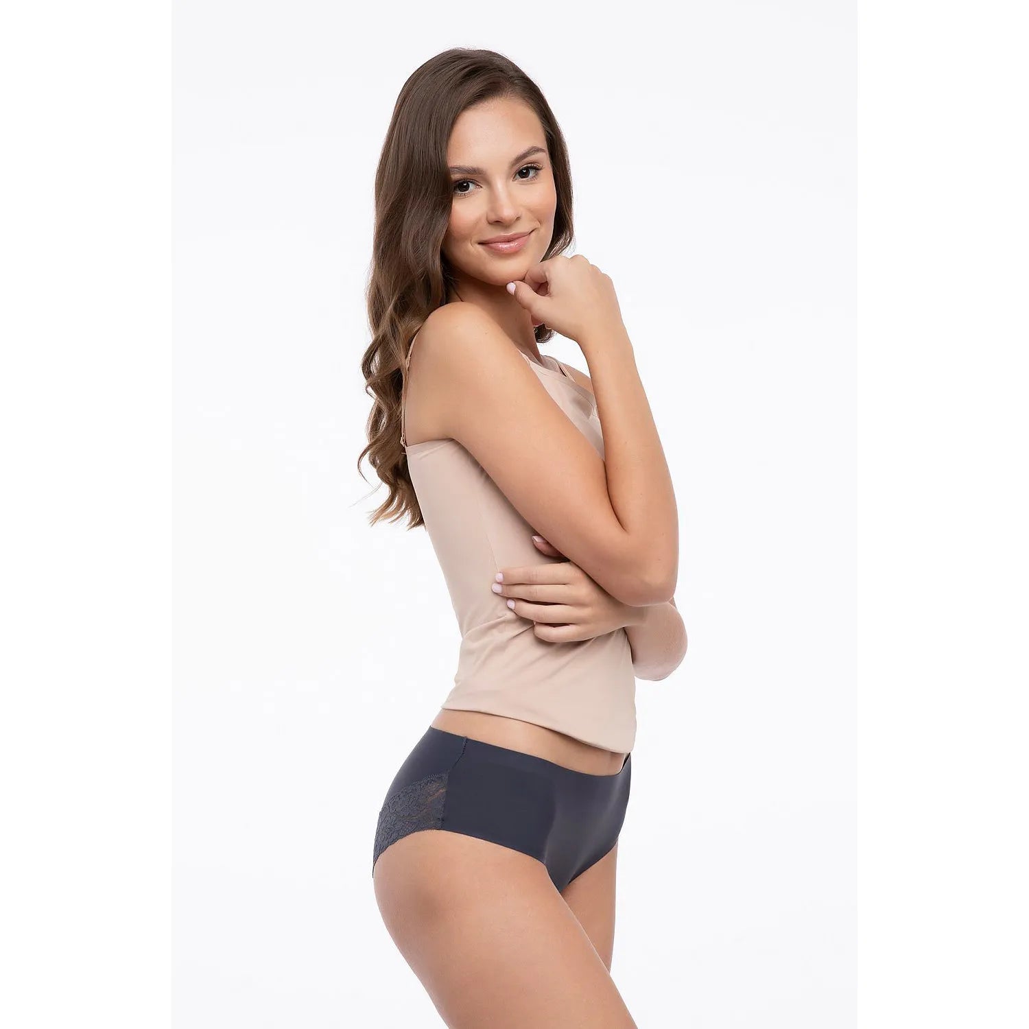 Culottes Julimex model 172809 lingerie coquine dentelle graphite cache-culs confort invisible-line coton elastane polyamide