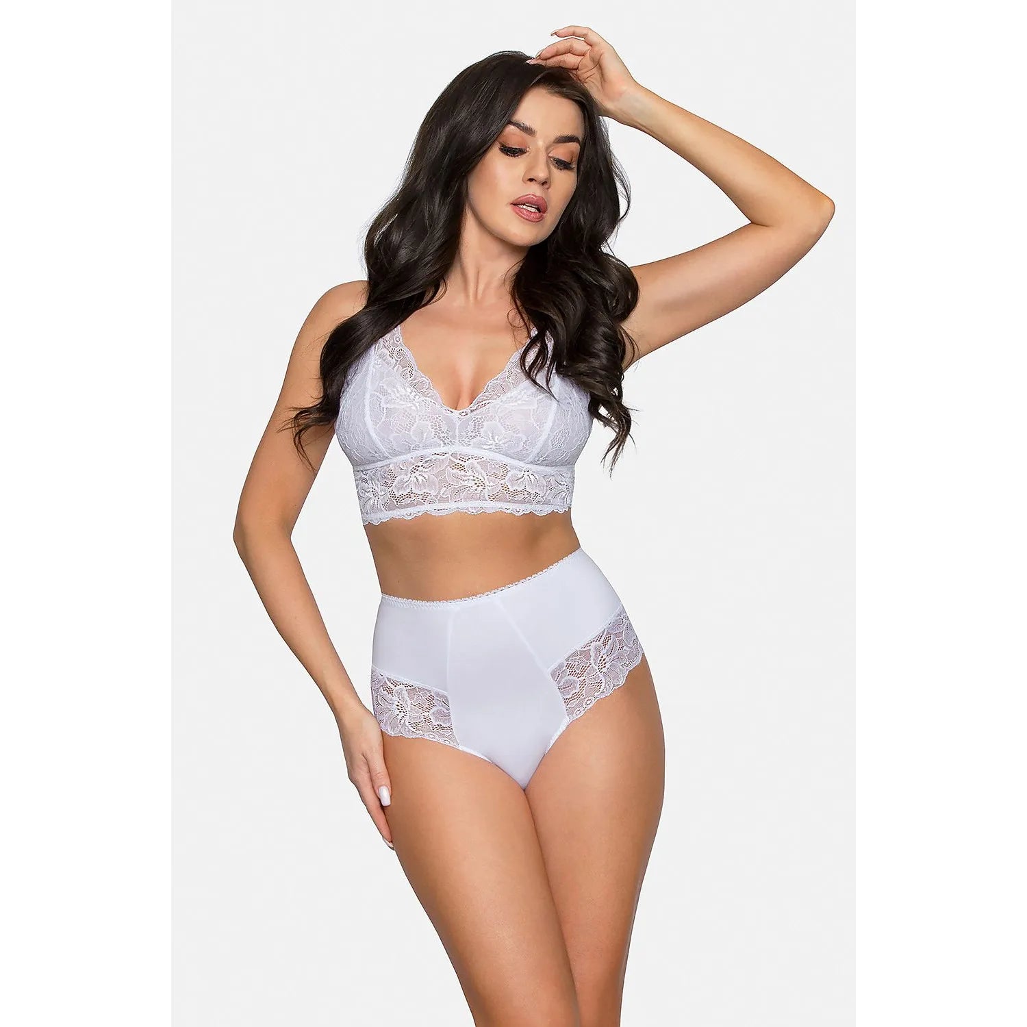 Ensemble lingerie deux pièces dentelle floral soutien-gorge brassière culotte taille haute confort elegance femmes