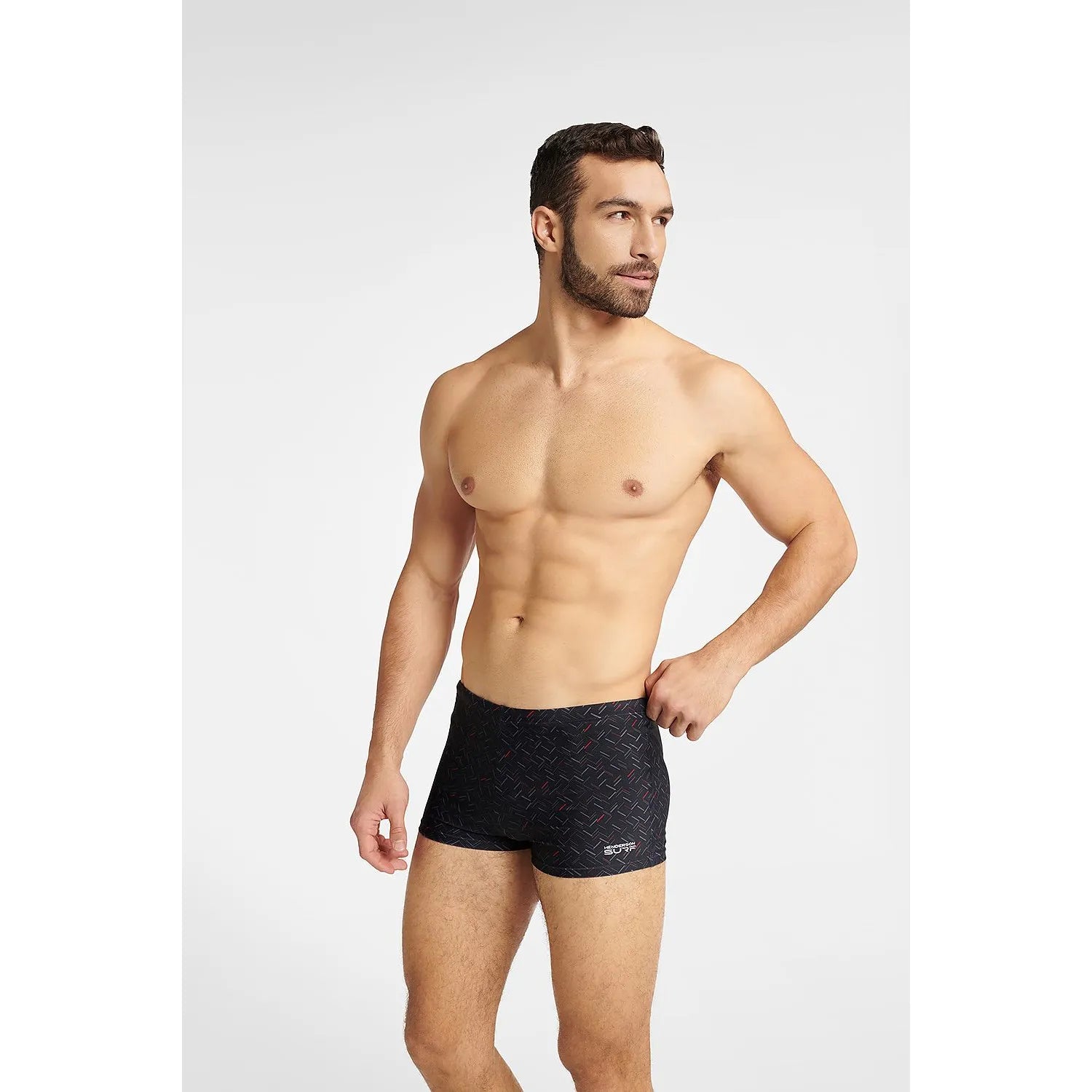 Boxer homme motif entrelacé confortable élastique taille ajustée sexy polyvalent noir rouge blanc coton polyester élasthanne