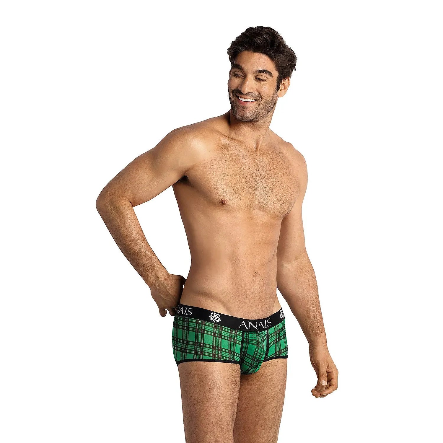 Boxer Anais 181797 homme motif tartan vert noir coton élasthanne taille élastique ajustement parfait confort soutien lingerie sexy